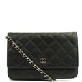Chanel Cross Body Wallet on Chain in Black, Caviar Leather
