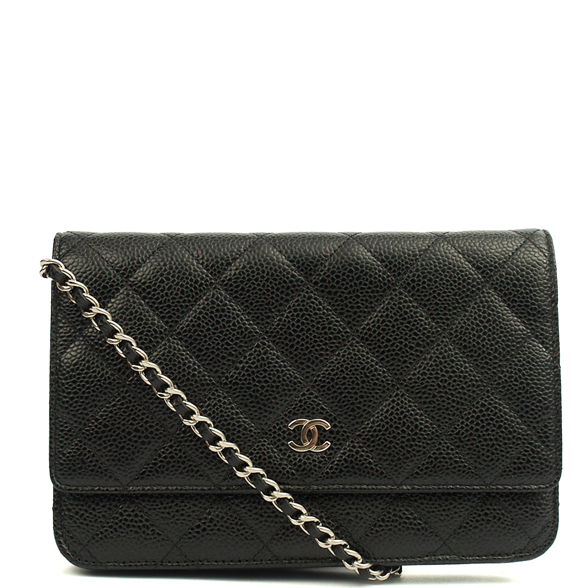 Chanel Cross Body Wallet on Chain in Black, Caviar Leather