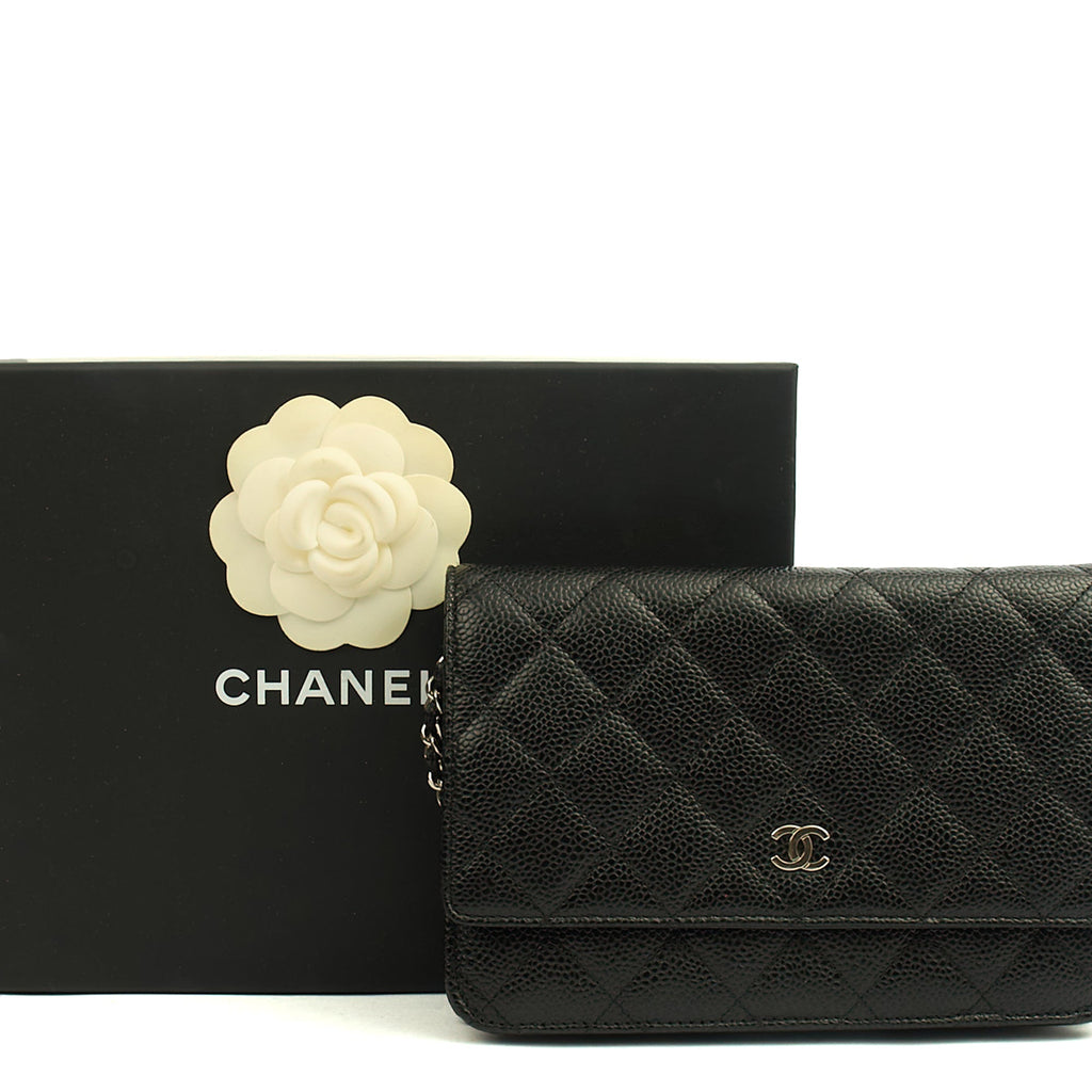 Chanel Cross Body Wallet on Chain in Black, Caviar Leather