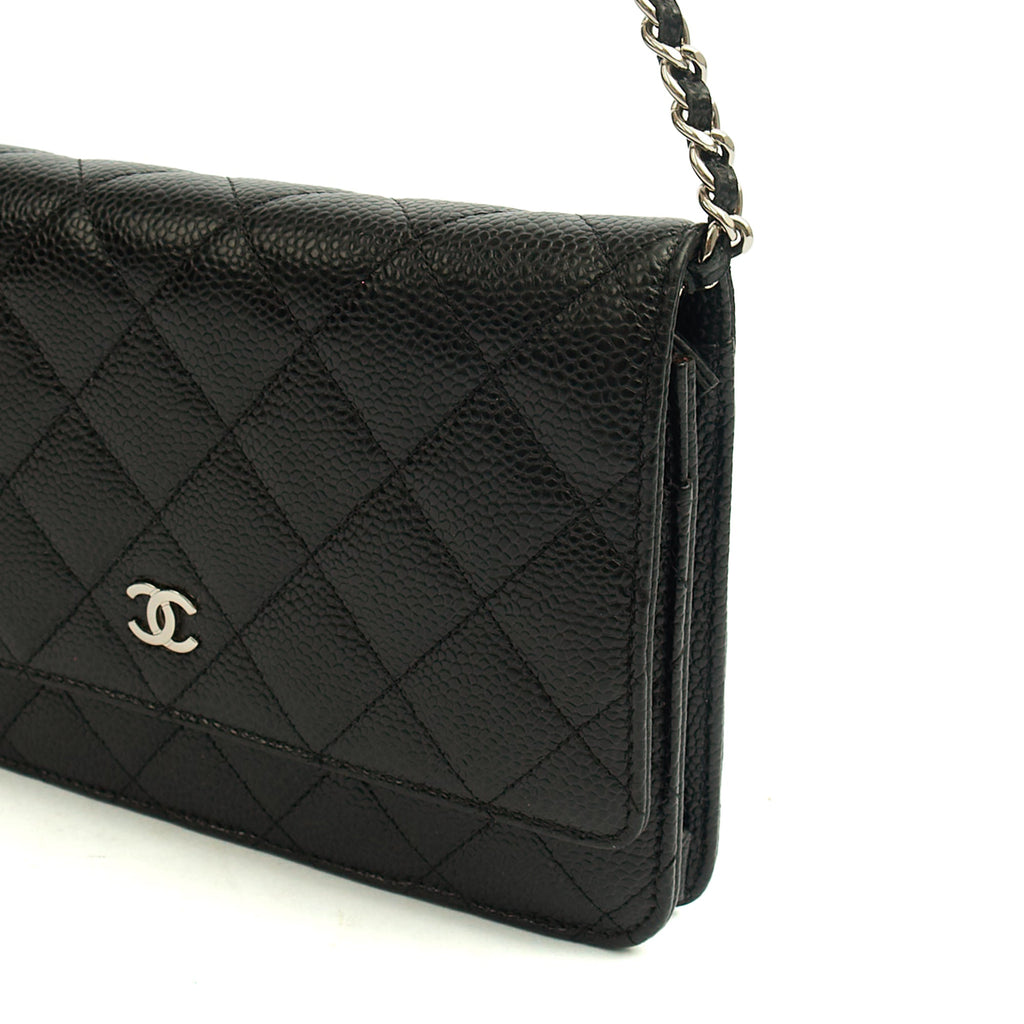 Chanel Cross Body Wallet on Chain in Black, Caviar Leather