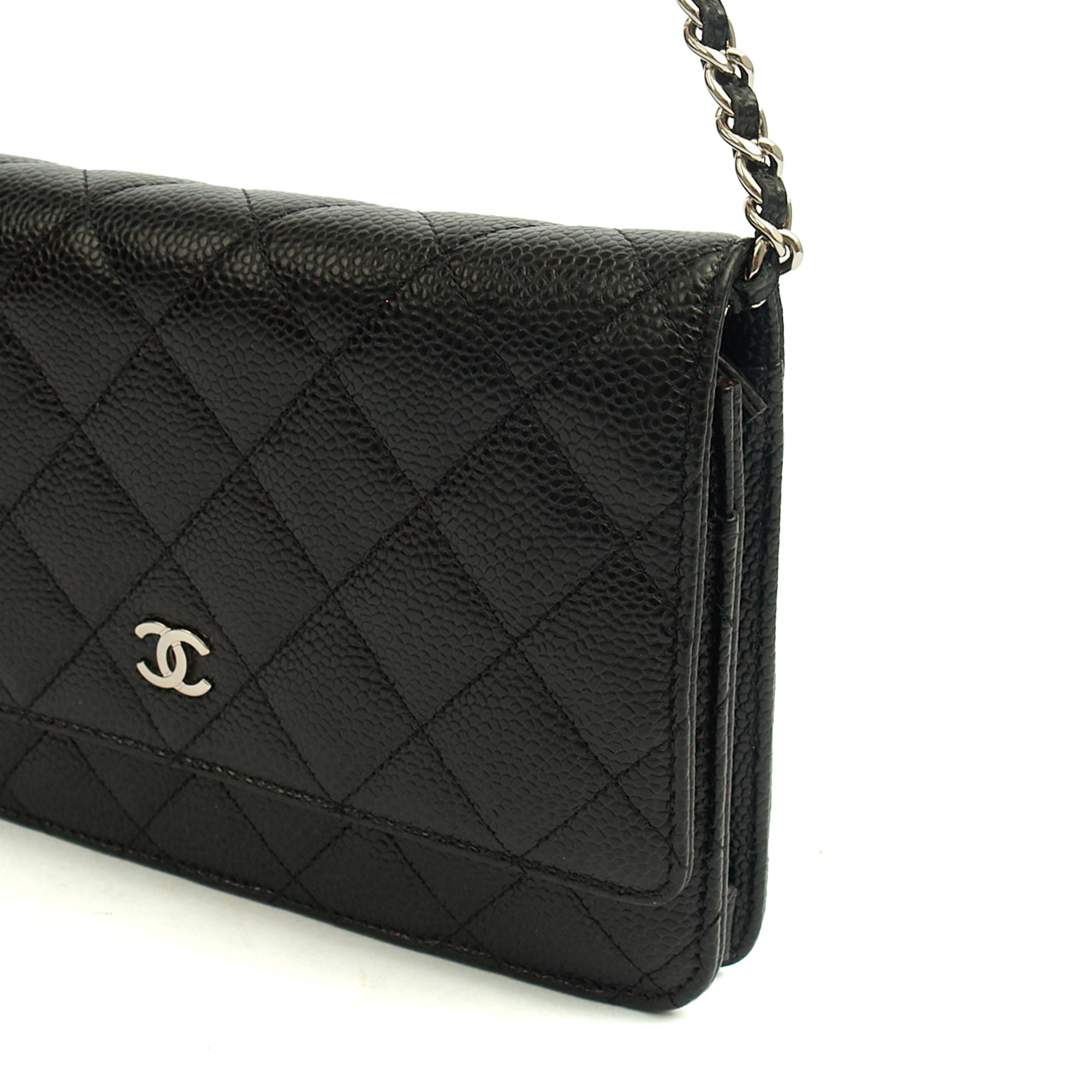 Chanel Cross Body Wallet on Chain in Black, Caviar Leather