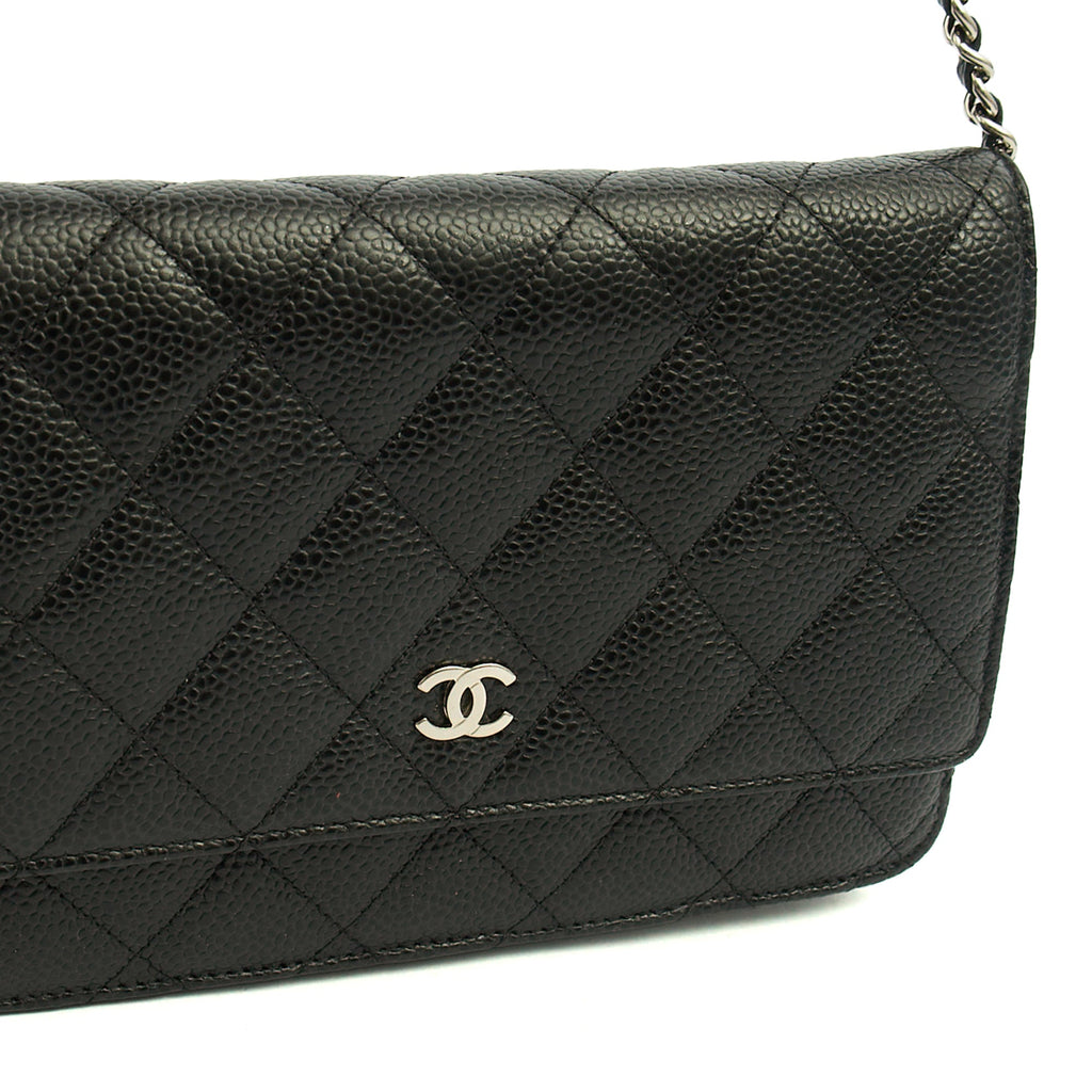 Chanel Cross Body Wallet on Chain in Black, Caviar Leather