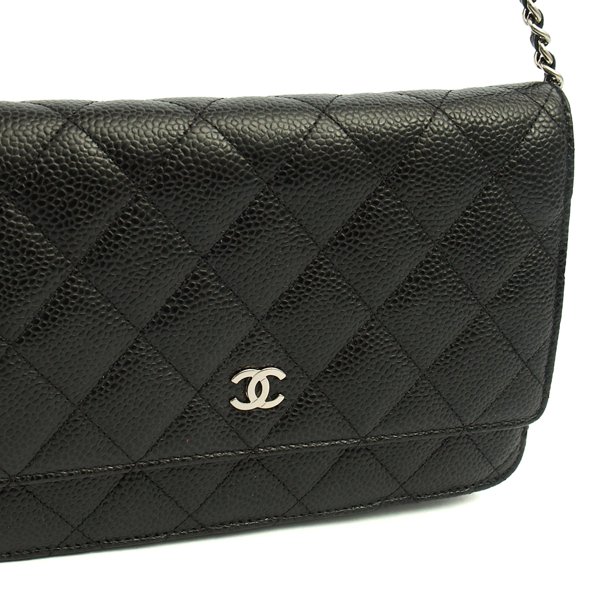 Chanel Cross Body Wallet on Chain in Black, Caviar Leather