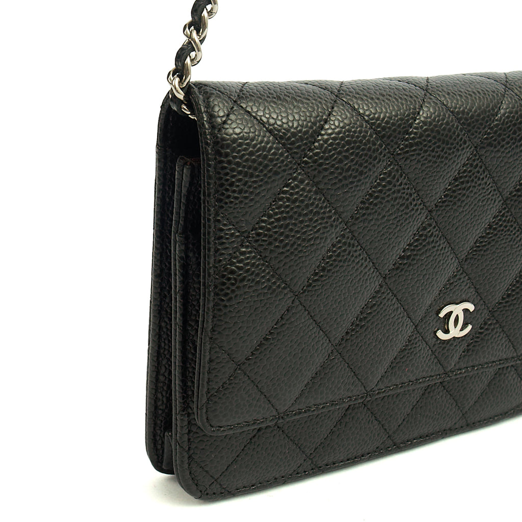 Chanel Cross Body Wallet on Chain in Black, Caviar Leather