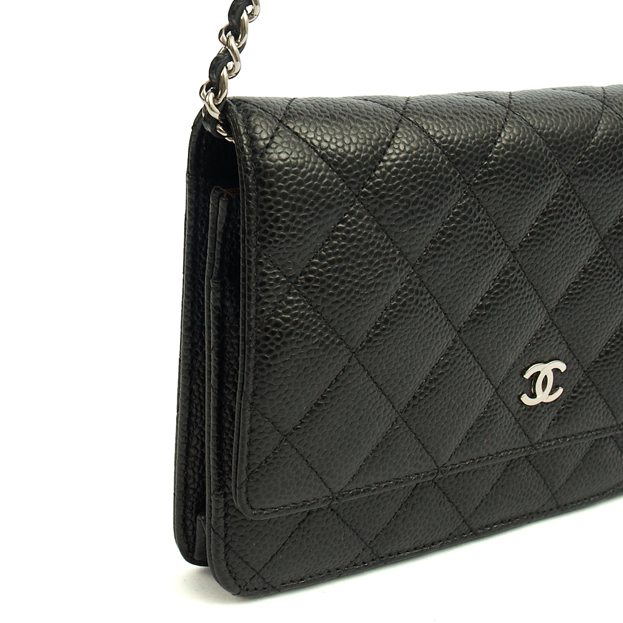 Chanel Cross Body Wallet on Chain in Black, Caviar Leather