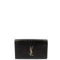 Saint Laurent Clutch Cassandra Clutch in Black, Exotic Effect Leather