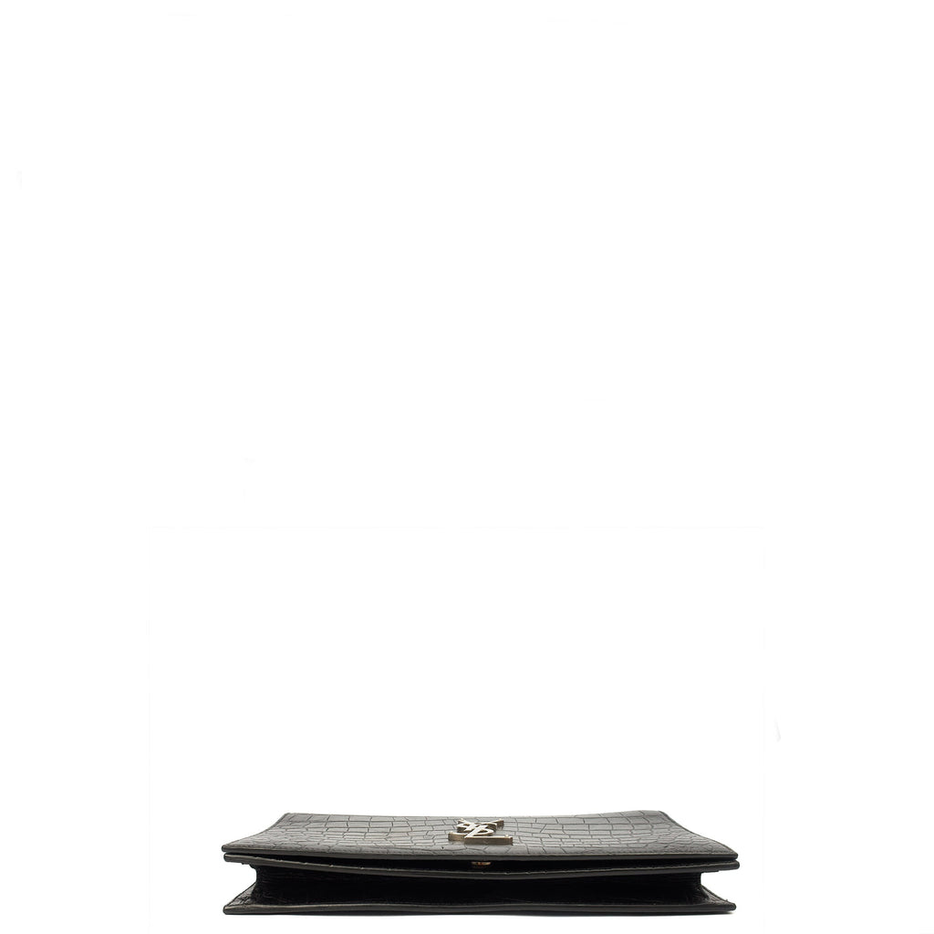 Saint Laurent Clutch Cassandra Clutch in Black, Exotic Effect Leather