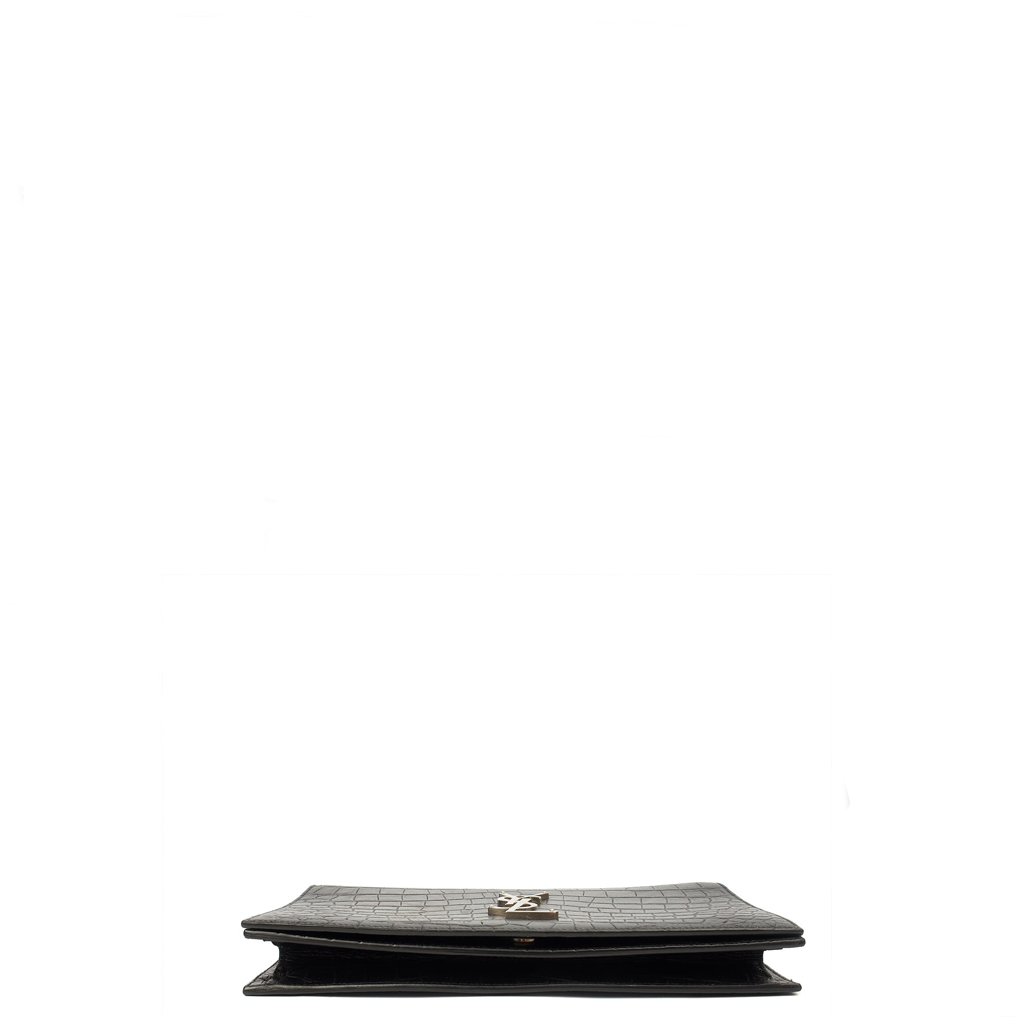 Saint Laurent Clutch Cassandra Clutch in Black, Exotic Effect Leather