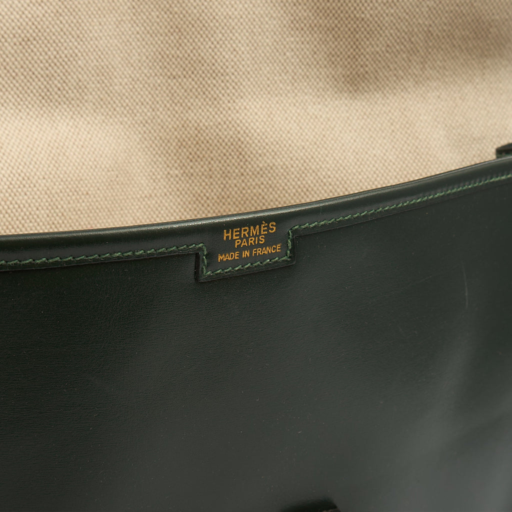 Hermes Clutch Jige  in Vert Anglaise, Box Calf Leather