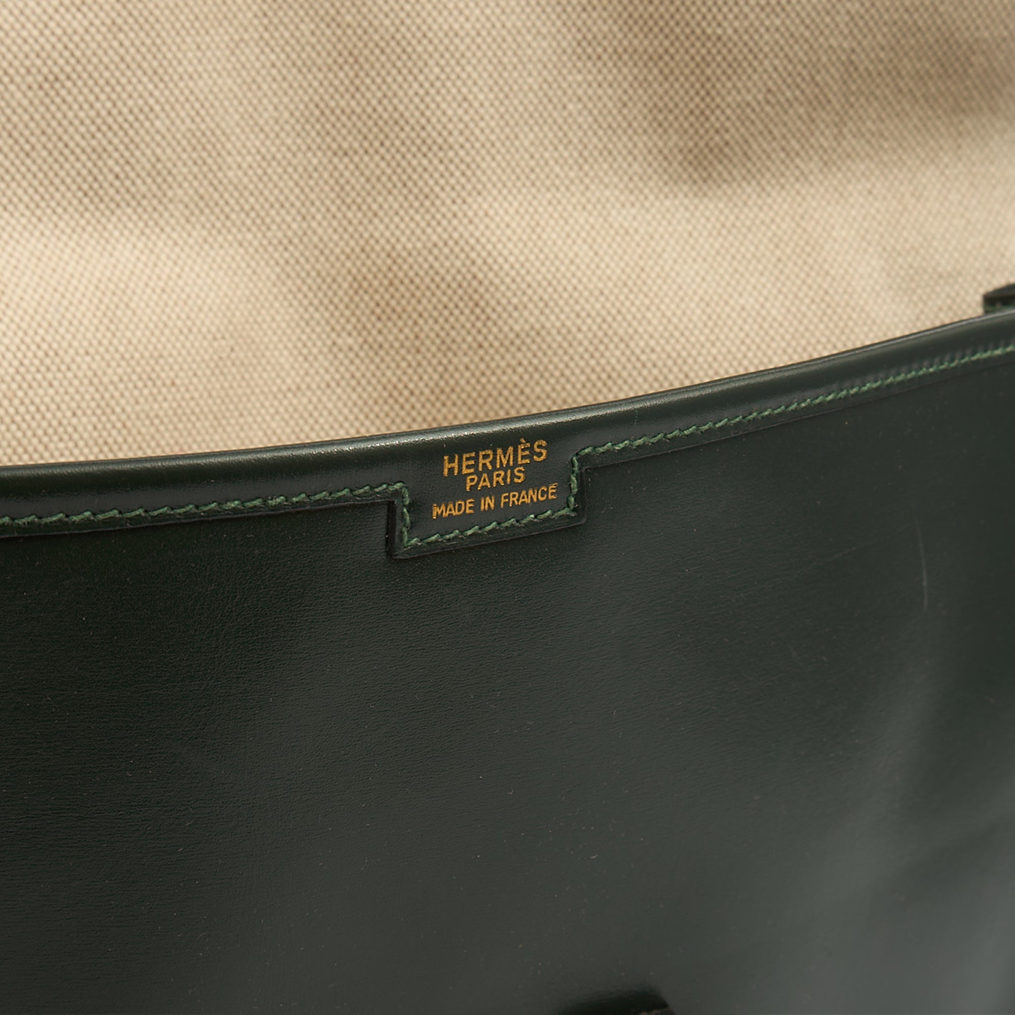 Hermes Clutch Jige  in Vert Anglaise, Box Calf Leather