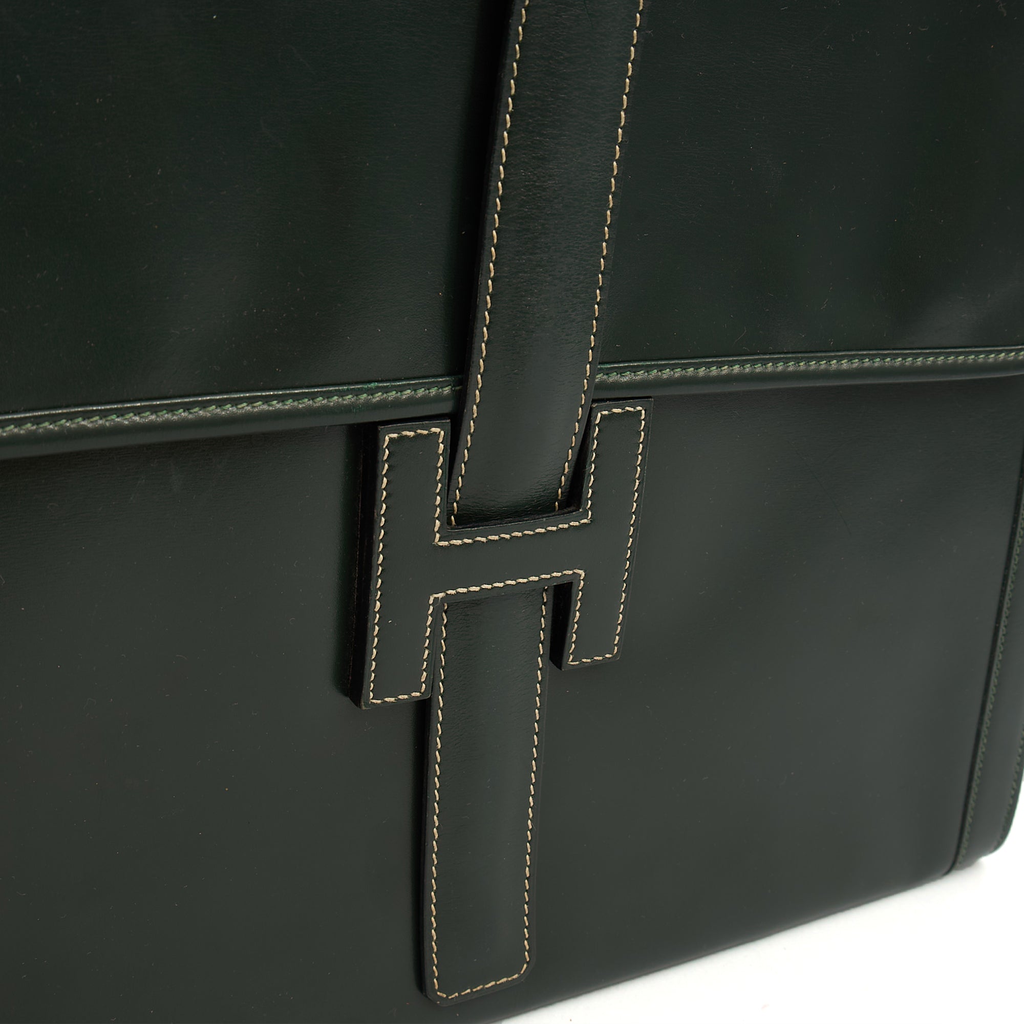 Hermes Clutch Jige  in Vert Anglaise, Box Calf Leather