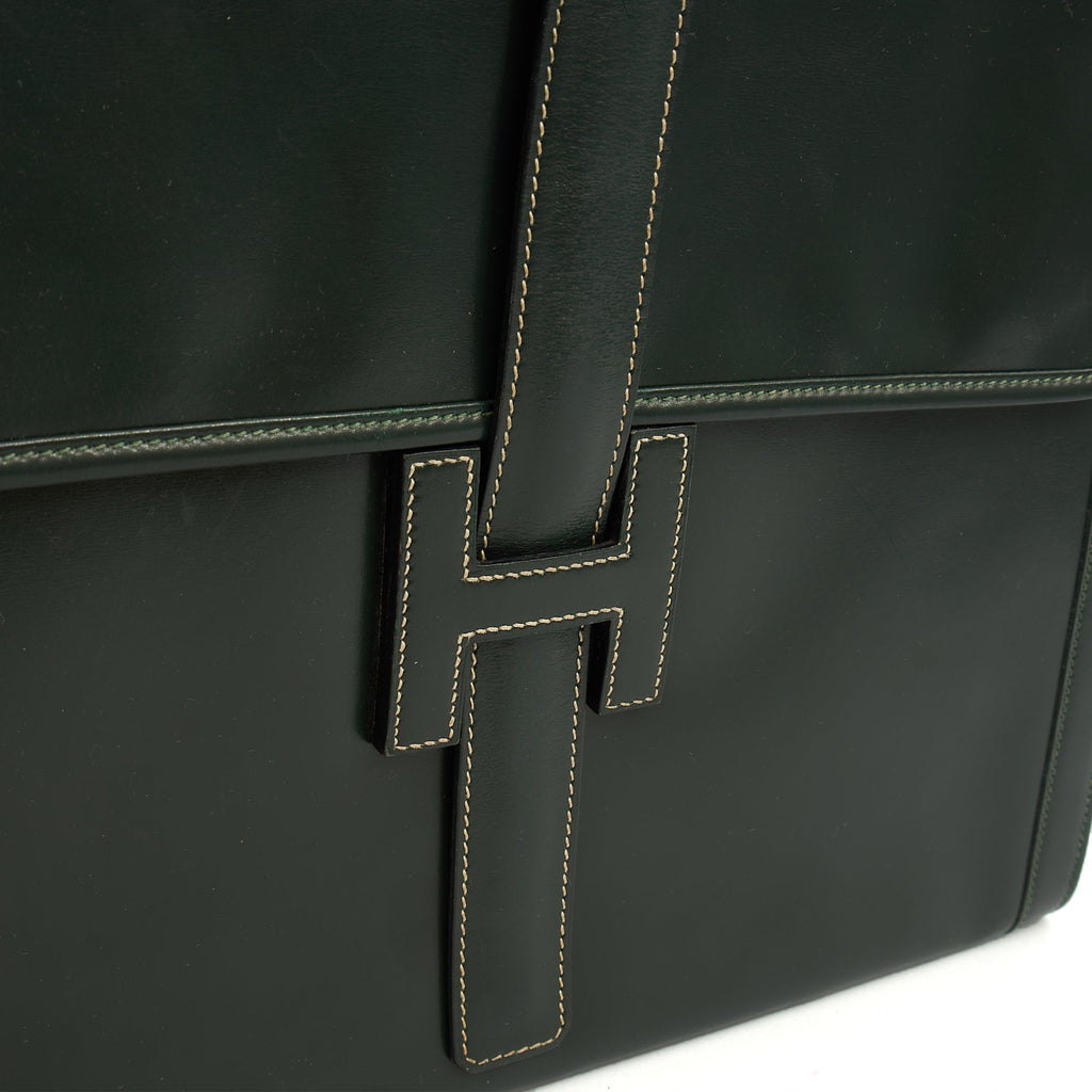 Hermes Clutch Jige  in Vert Anglaise, Box Calf Leather