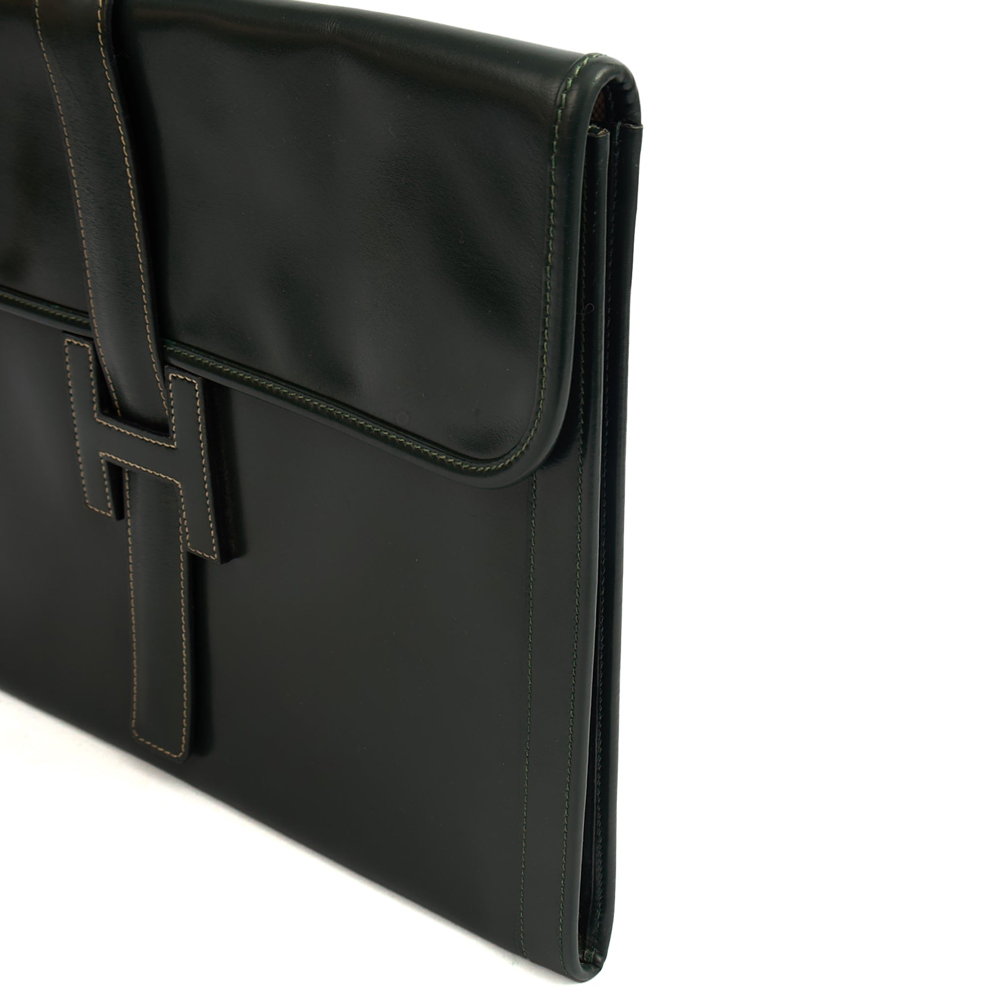 Hermes Clutch Jige  in Vert Anglaise, Box Calf Leather
