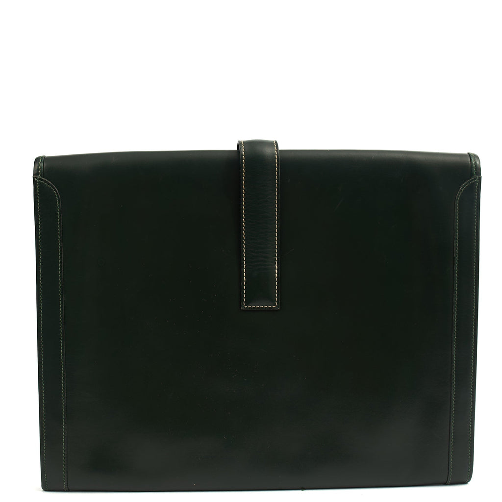 Hermes Clutch Jige  in Vert Anglaise, Box Calf Leather