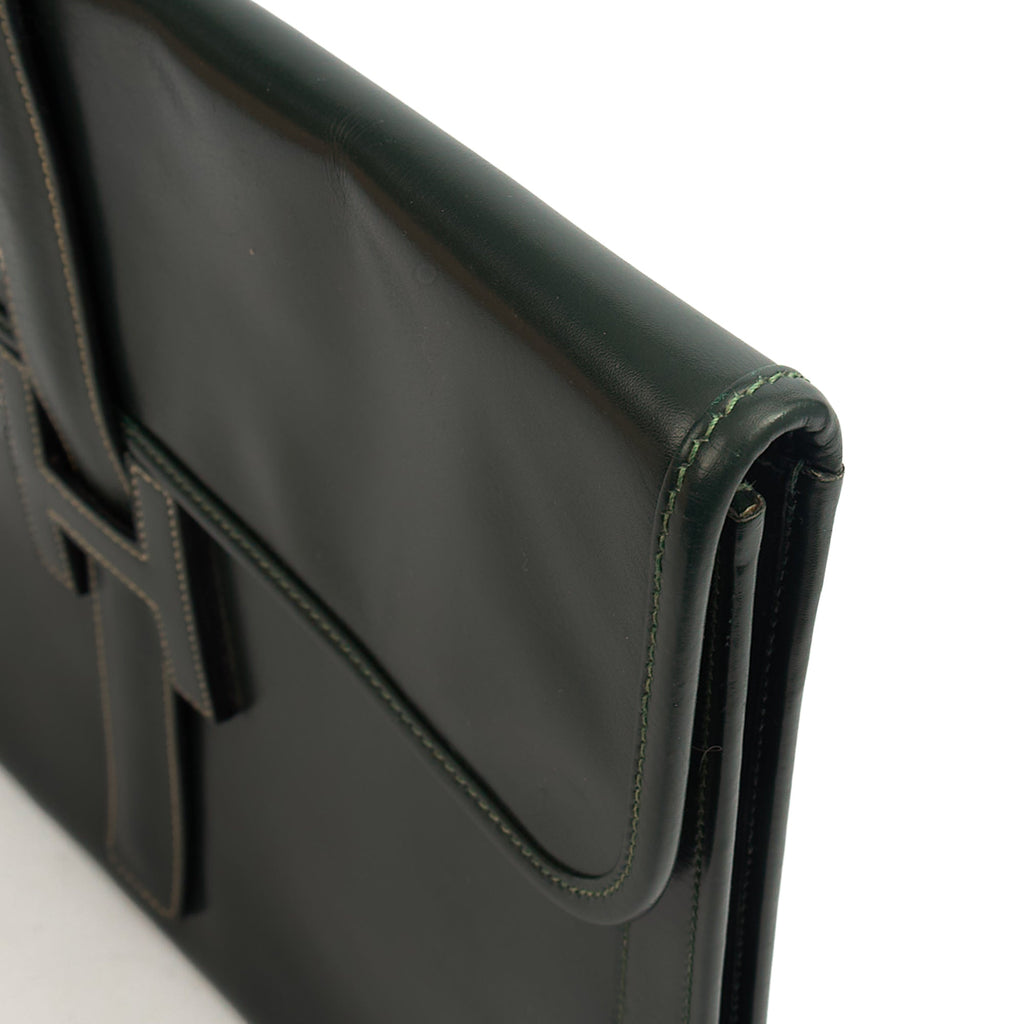 Hermes Clutch Jige  in Vert Anglaise, Box Calf Leather