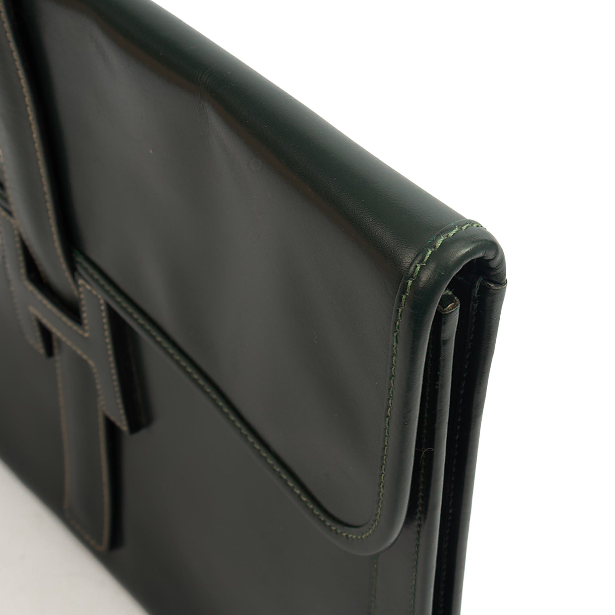 Hermes Clutch Jige  in Vert Anglaise, Box Calf Leather