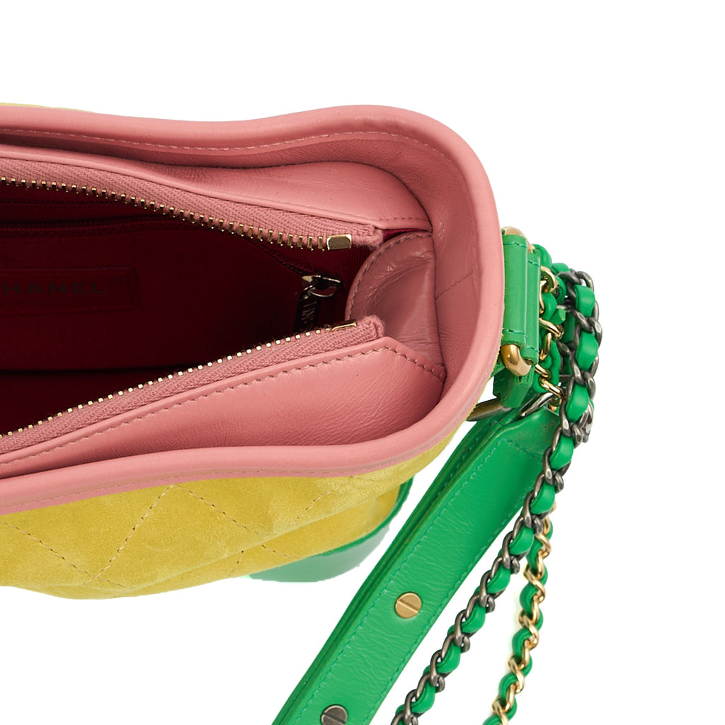 Chanel Cross Body Gabrielle Hobo - Small in Yellow, Suede