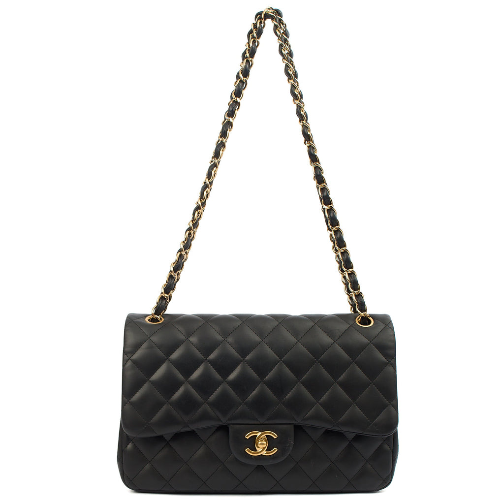 Chanel Shoulder Bag Classic Double Flap - Large in Black, Lambskin Leather