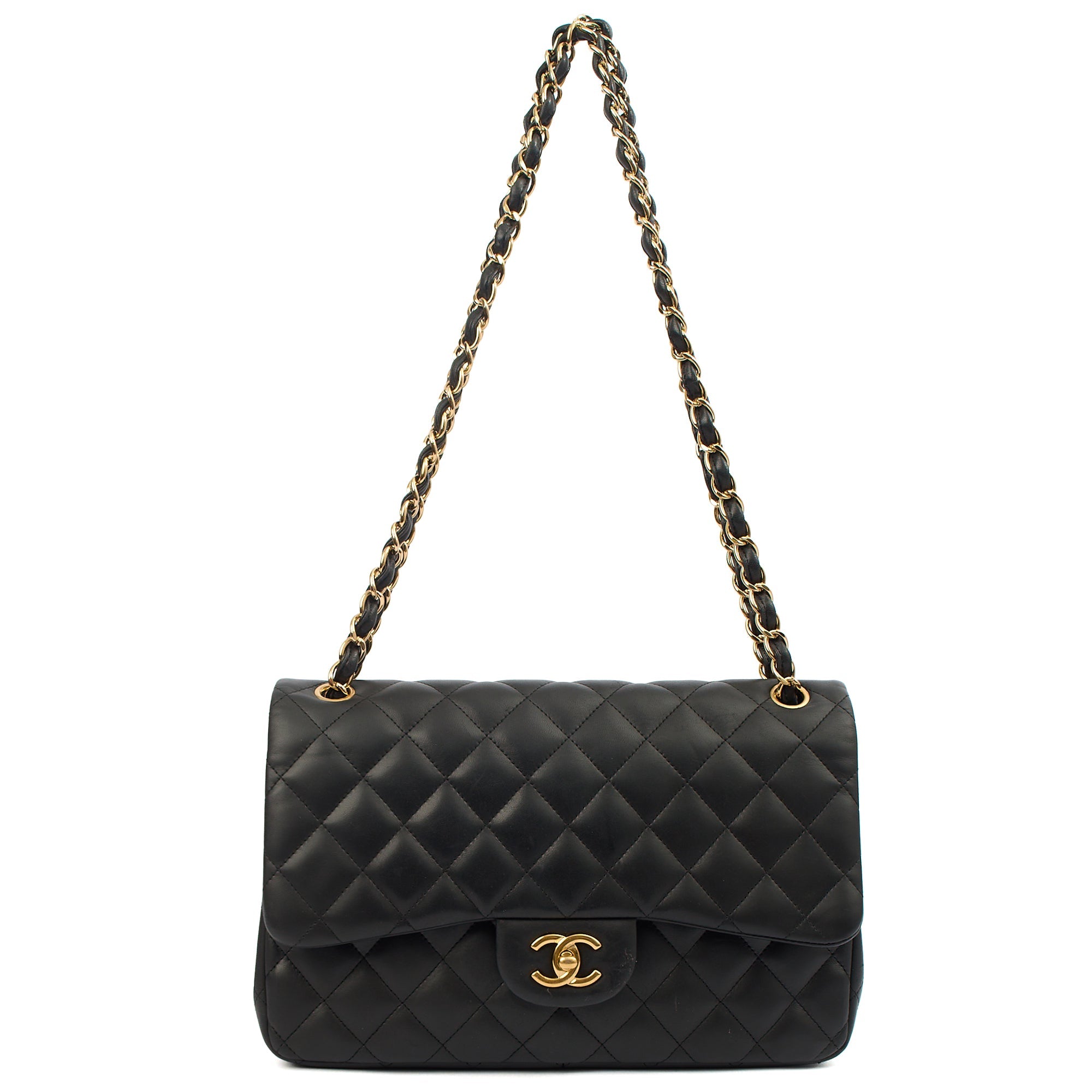 Chanel Shoulder Bag Classic Double Flap - Large in Black, Lambskin Leather