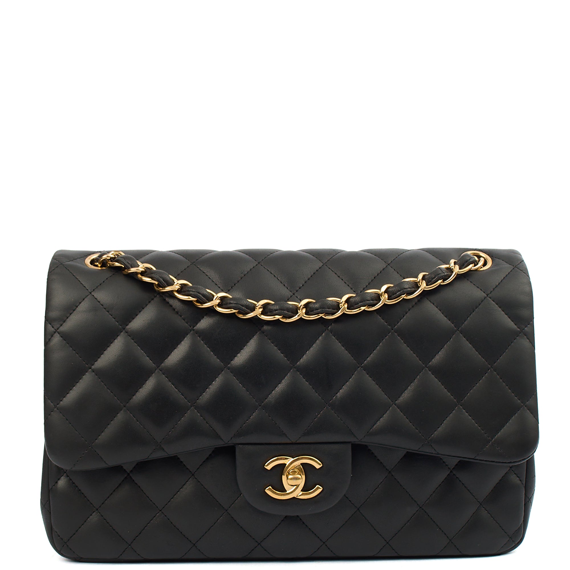 Chanel Shoulder Bag Classic Double Flap - Large in Black, Lambskin Leather