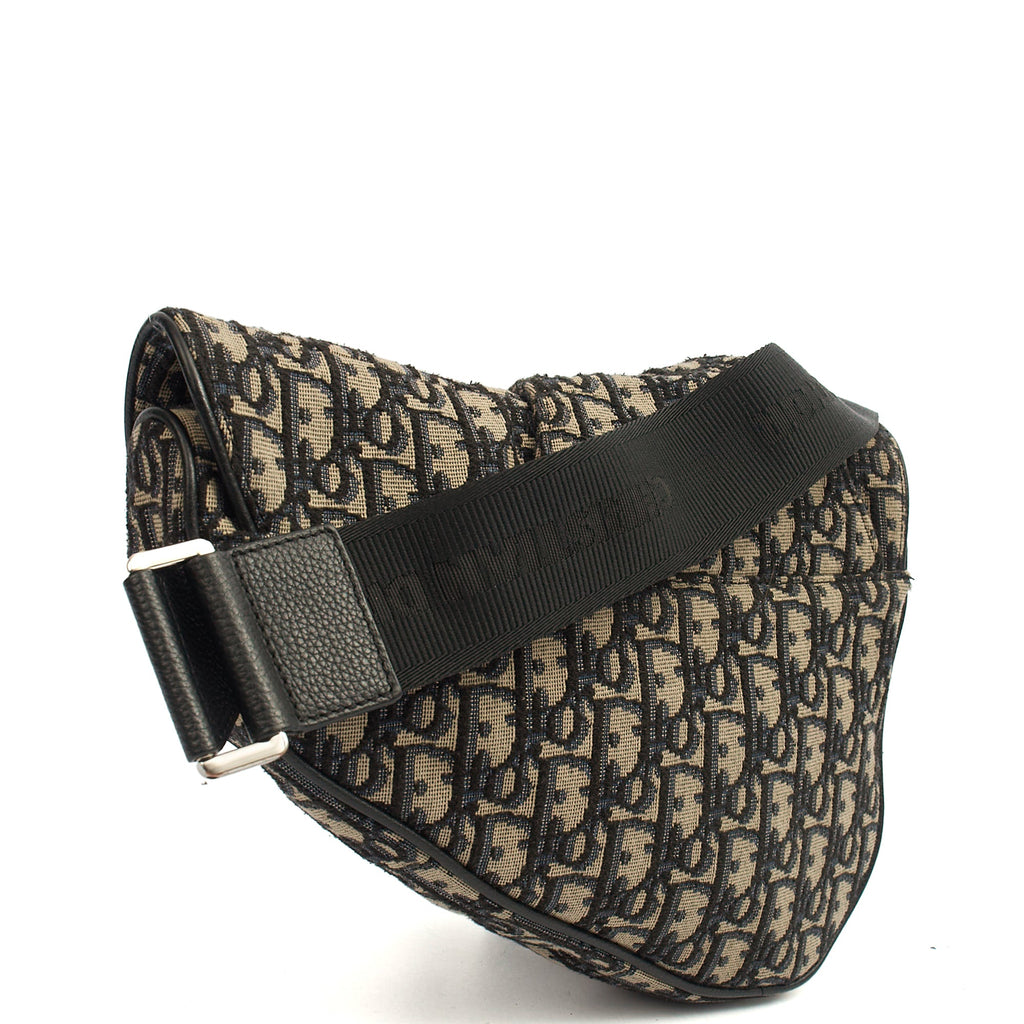 Christian Dior Cross Body Homme - Saddle Bag in Blue, Dior Oblique Embroidery