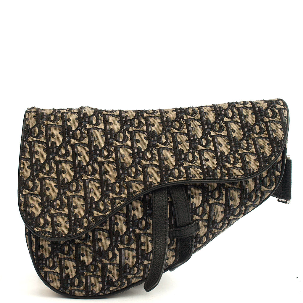 Christian Dior Cross Body Homme - Saddle Bag in Blue, Dior Oblique Embroidery