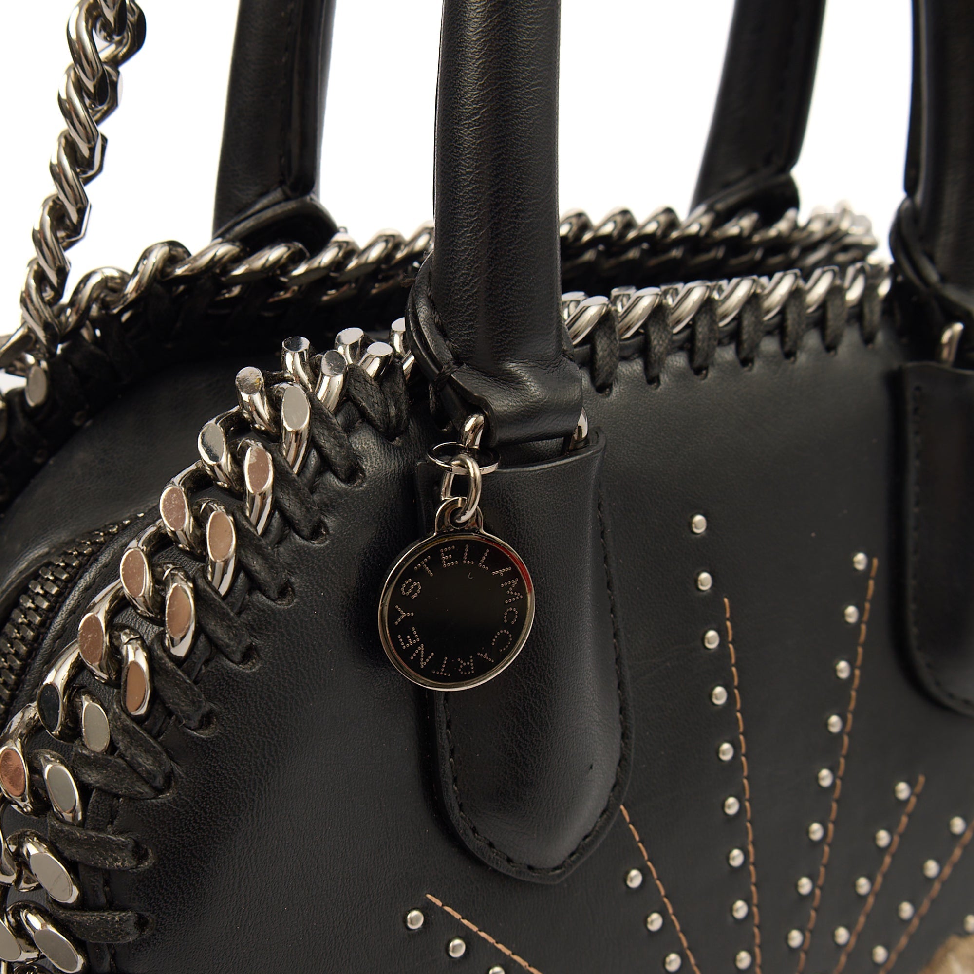 Stella McCartney Top Handle Falabella Mini Tote in Black, Leather