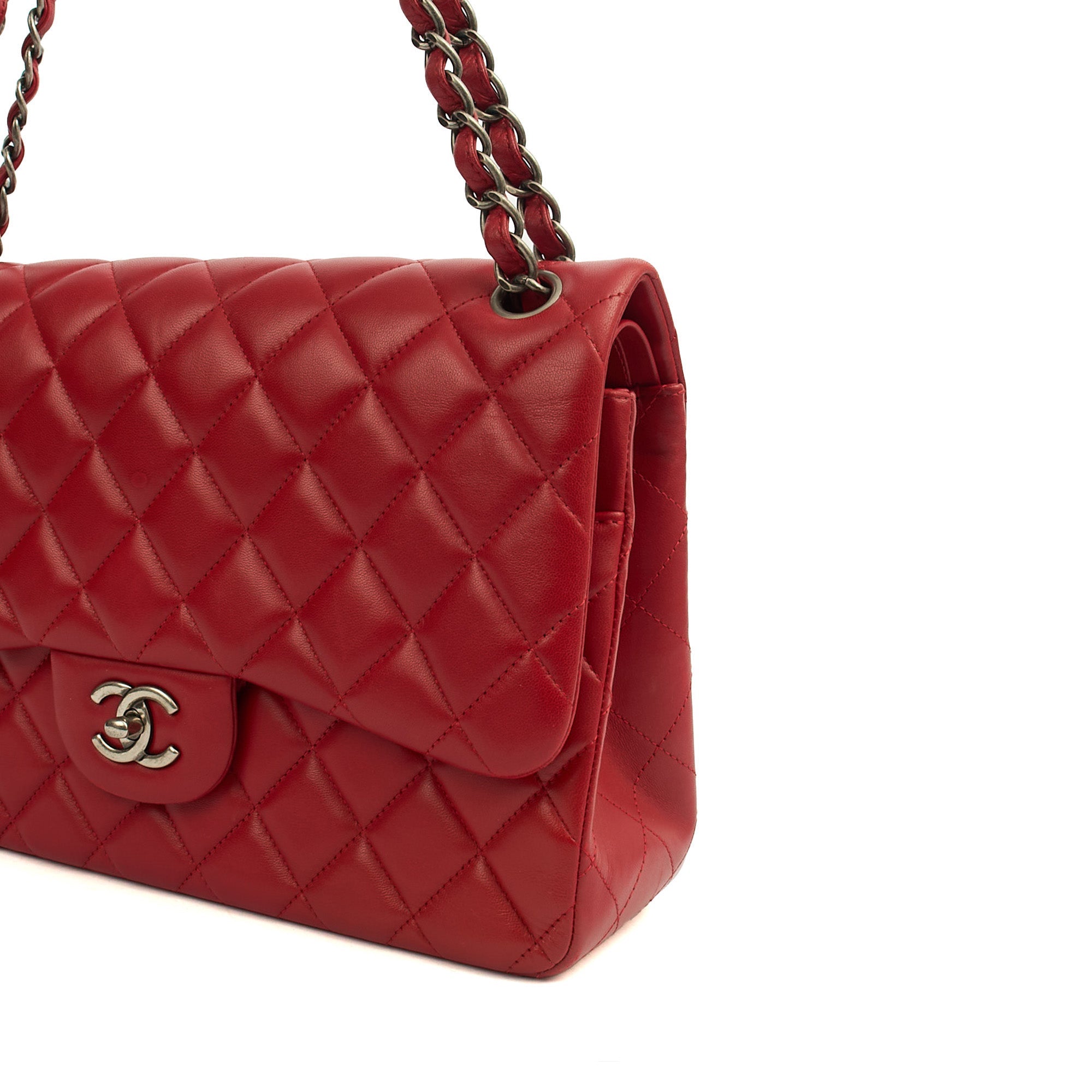 Chanel Shoulder Bag Classic Double Flap - Large in Red, Lambskin Leather
