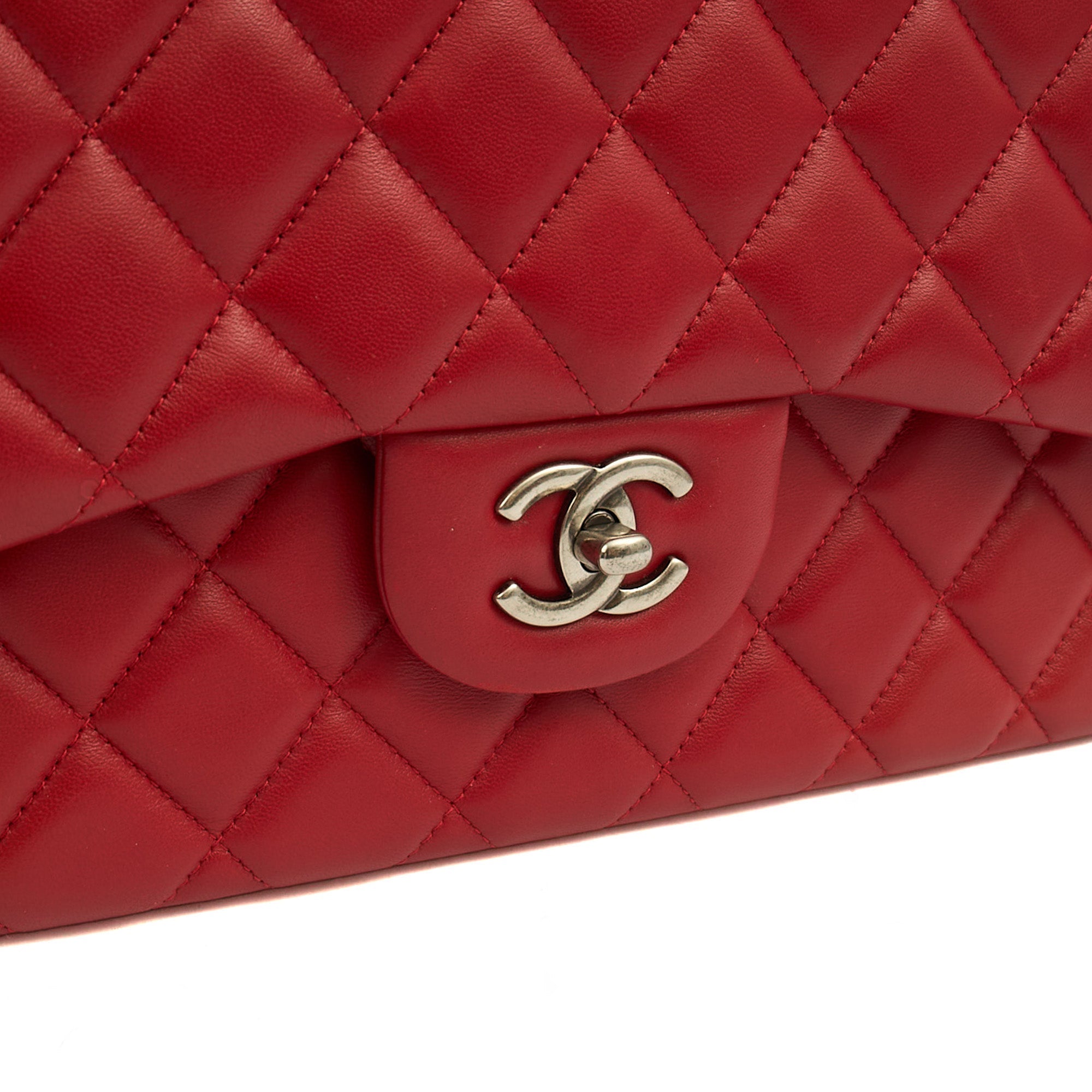 Chanel Shoulder Bag Classic Double Flap - Large in Red, Lambskin Leather