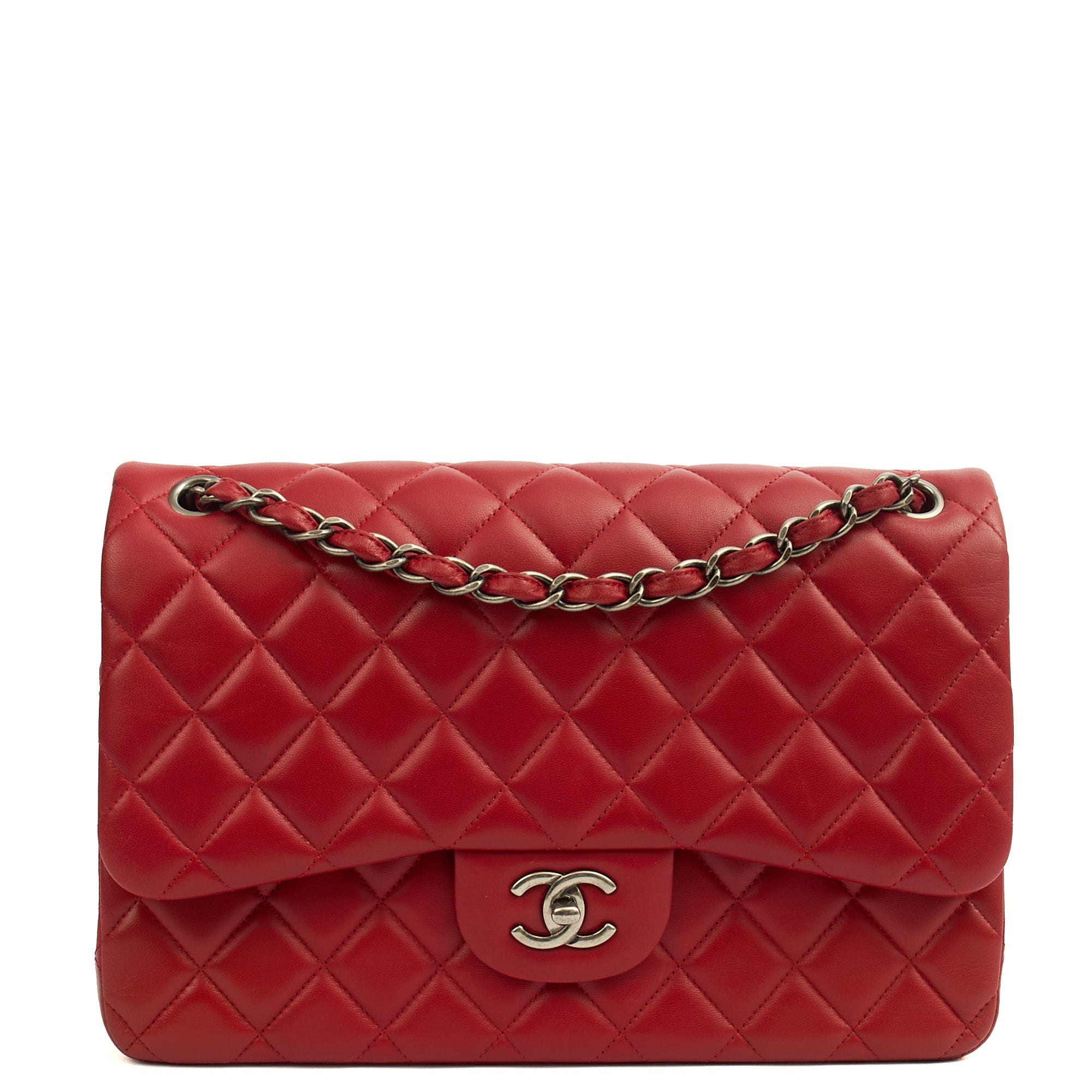 Chanel Shoulder Bag Classic Double Flap - Large in Red, Lambskin Leather