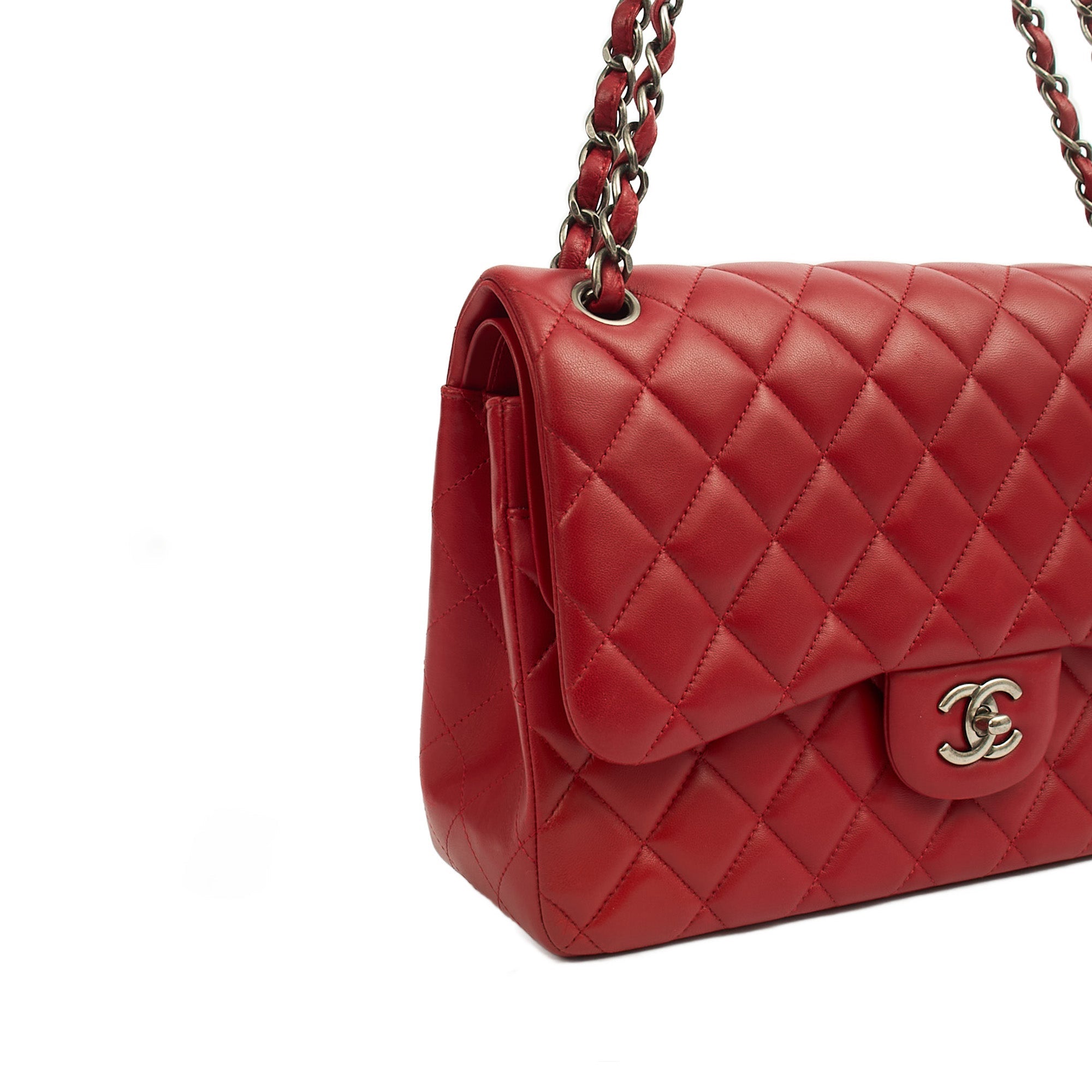 Chanel Shoulder Bag Classic Double Flap - Large in Red, Lambskin Leather