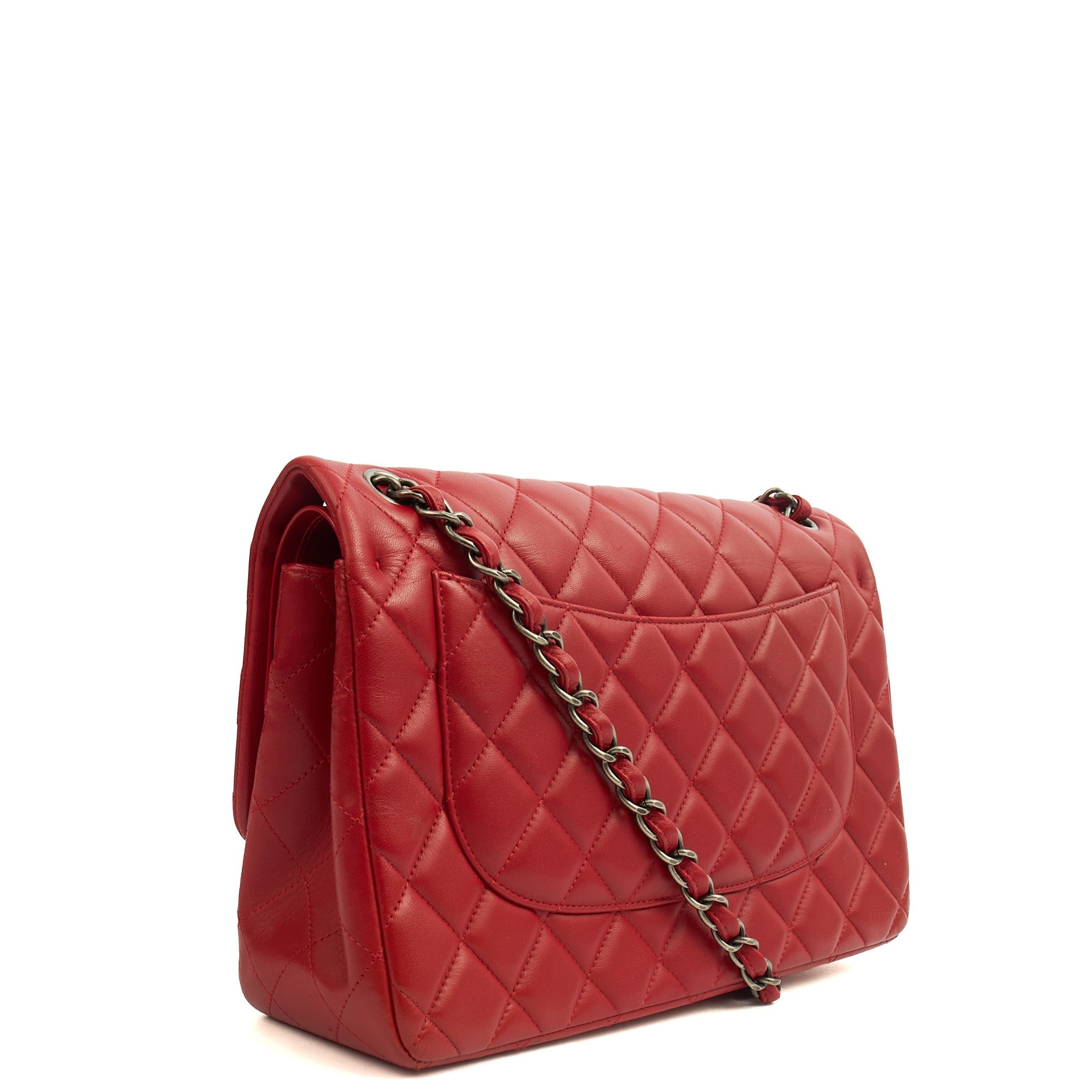 Chanel Shoulder Bag Classic Double Flap - Large in Red, Lambskin Leather
