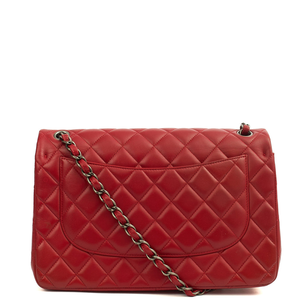Chanel Shoulder Bag Classic Double Flap - Large in Red, Lambskin Leather