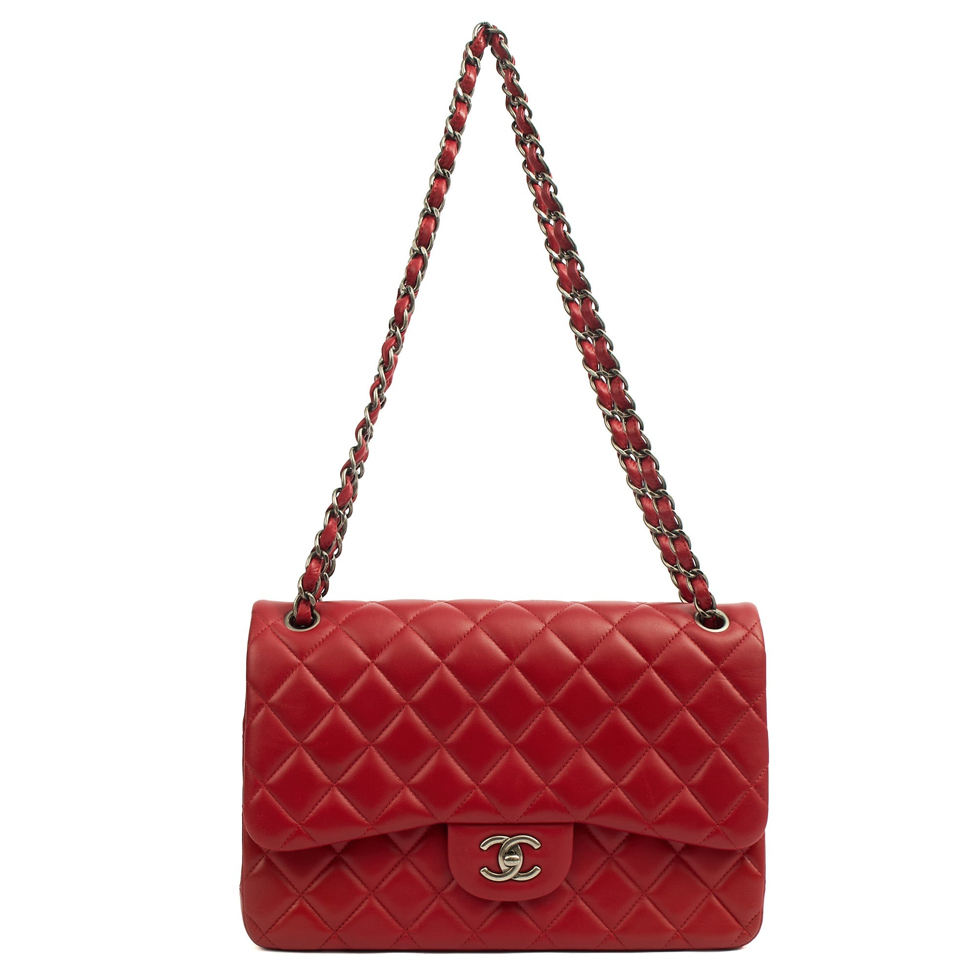 Chanel Shoulder Bag Classic Double Flap - Large in Red, Lambskin Leather