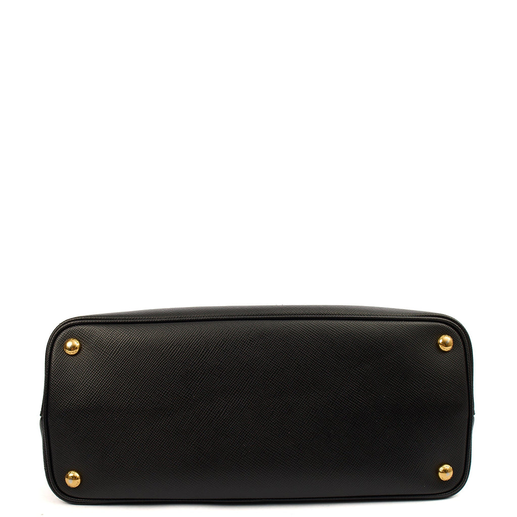 Prada Tote Double Tote - Medium in Black, Saffiano Leather