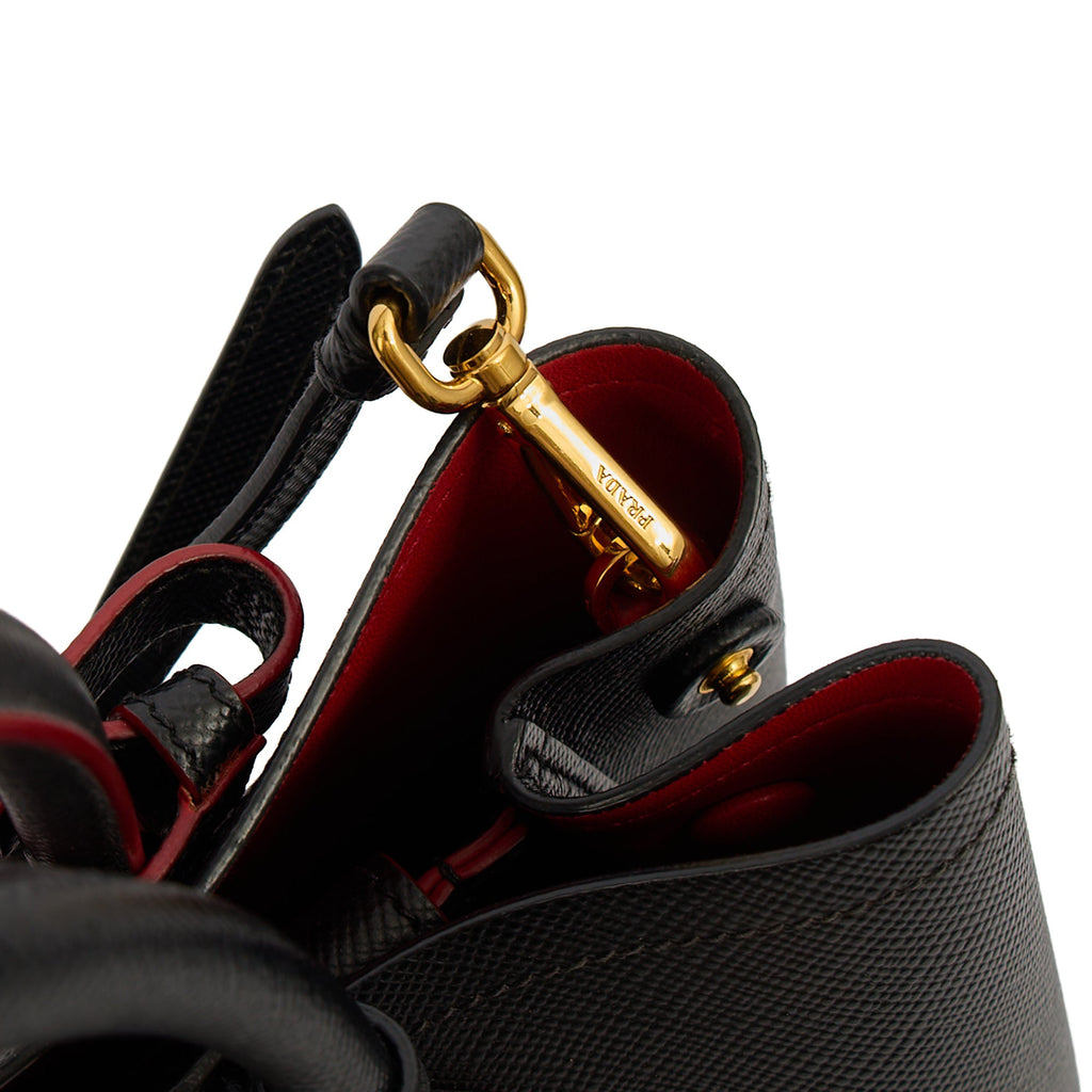 Prada Tote Double Tote - Medium in Black, Saffiano Leather