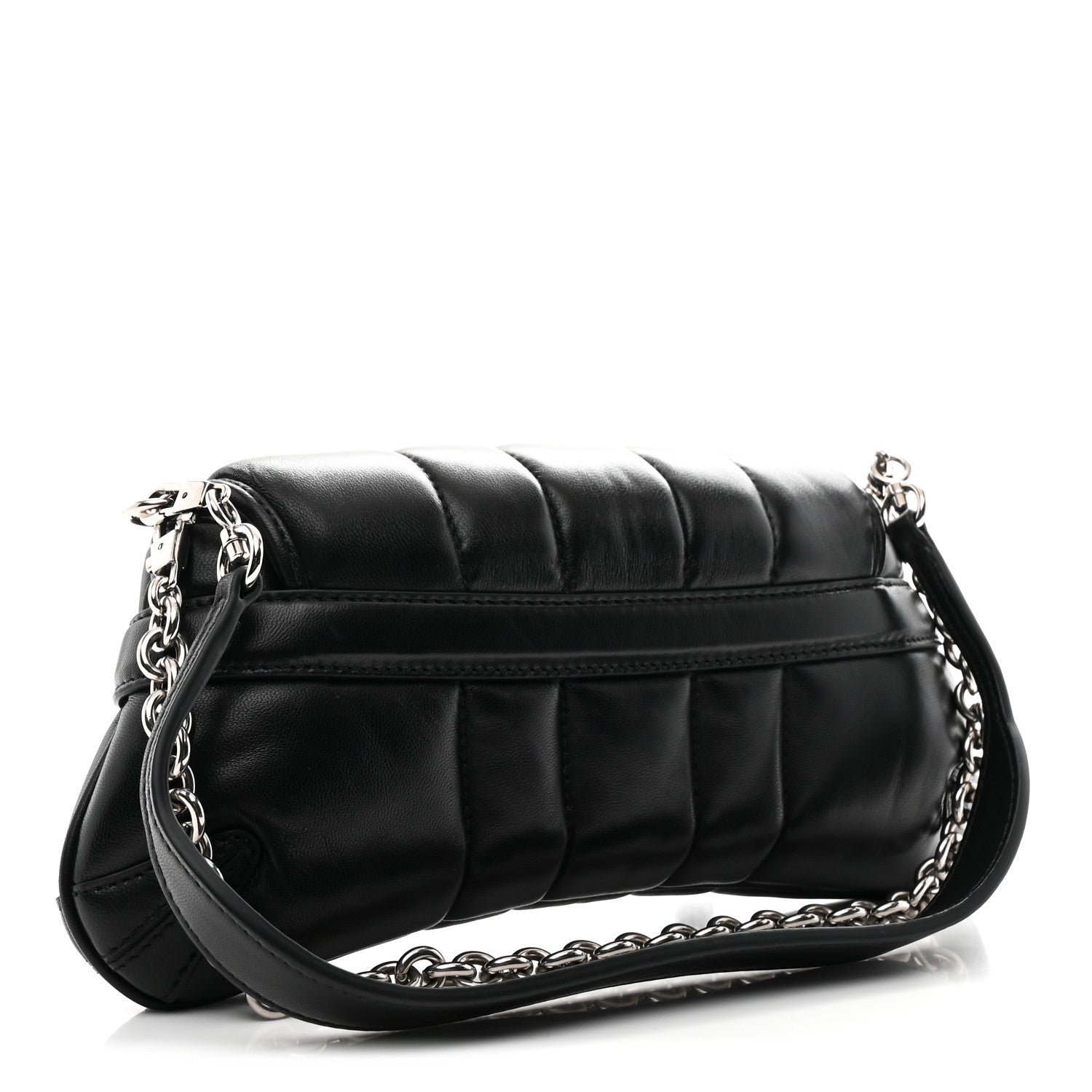 Nappa Vertical Matelasse Small Maxi Horsebit Chain Shoulder Bag Black