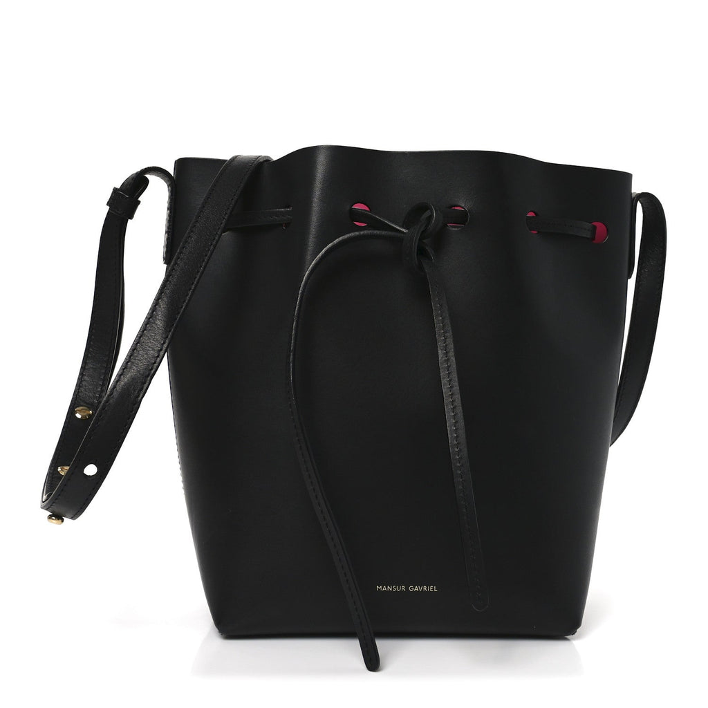 Vegetable Tanned Calfskin Mini Bucket Bag Black Dolly
