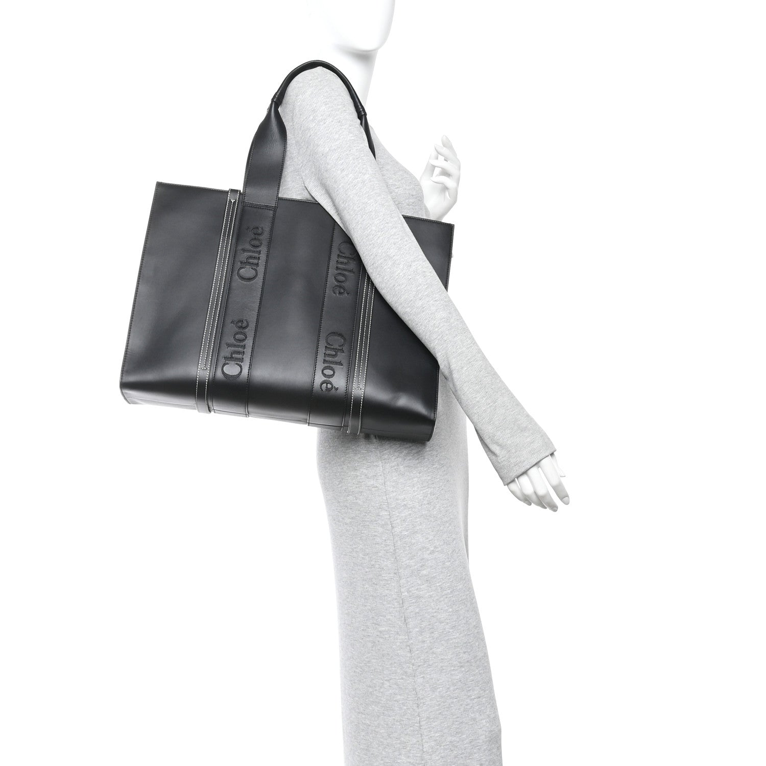Calfskin Large Woody Tote Black