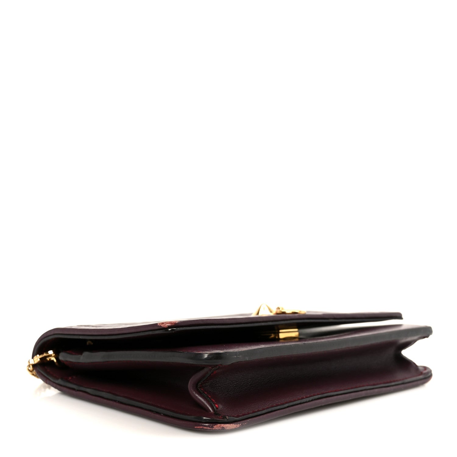 Shiny Nappa Trapuntata Dotcom Tube Wallet On Chain Bordeaux