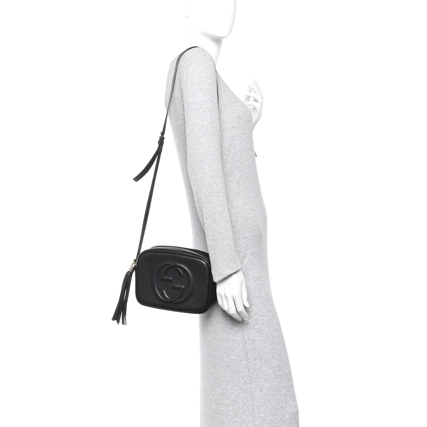 Pebbled Calfskin Small Soho Disco Bag Black
