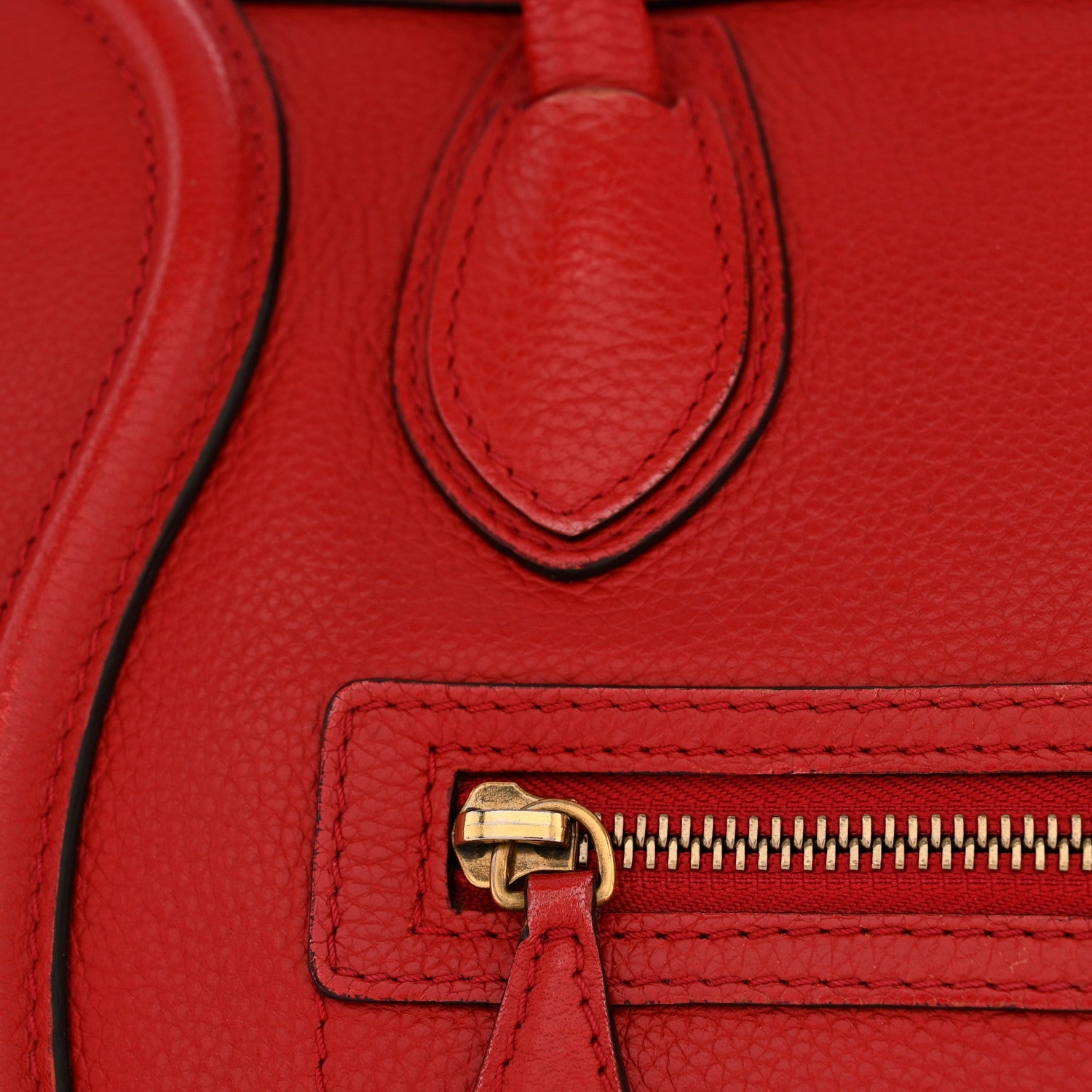 Drummed Calfskin Micro Luggage Red
