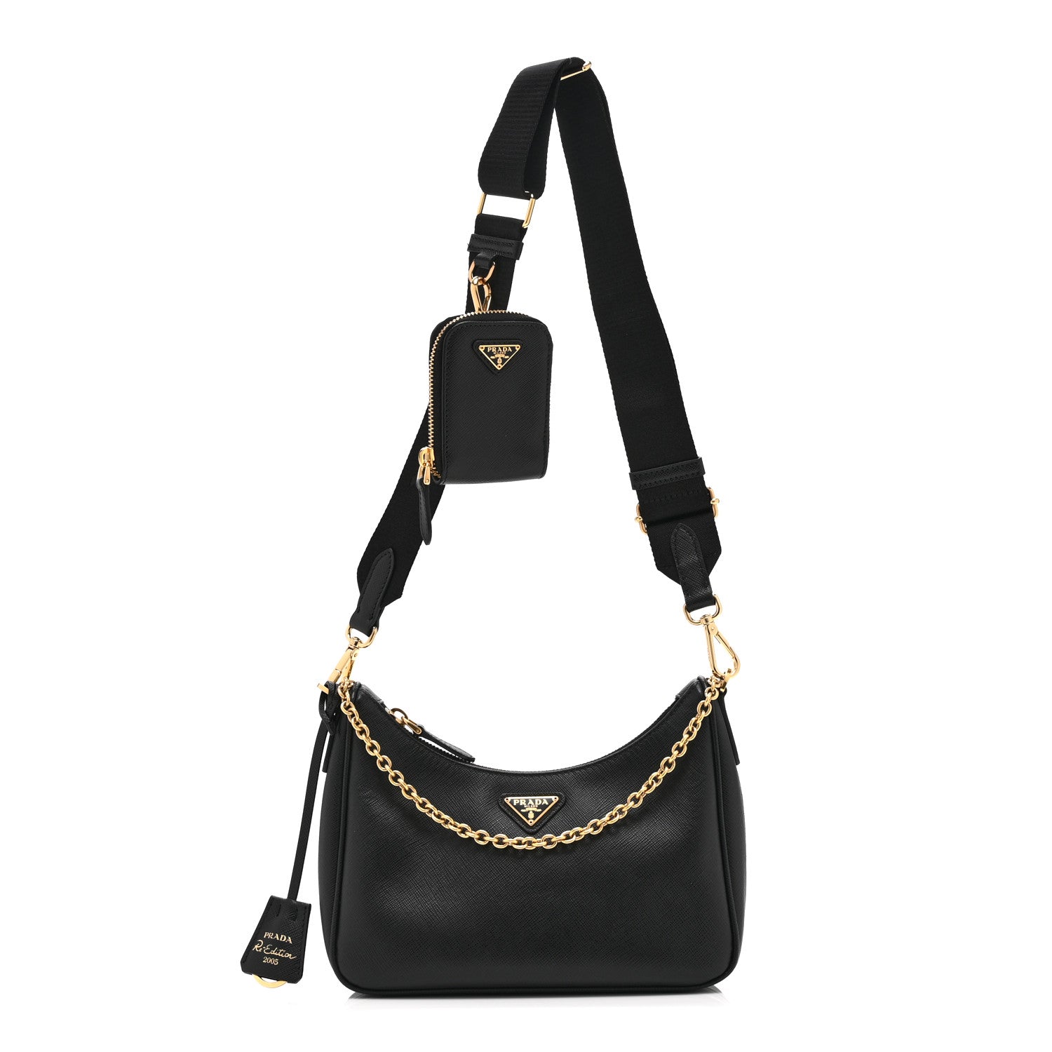 Saffiano Lux Re-Edition 2005 Shoulder Bag Black
