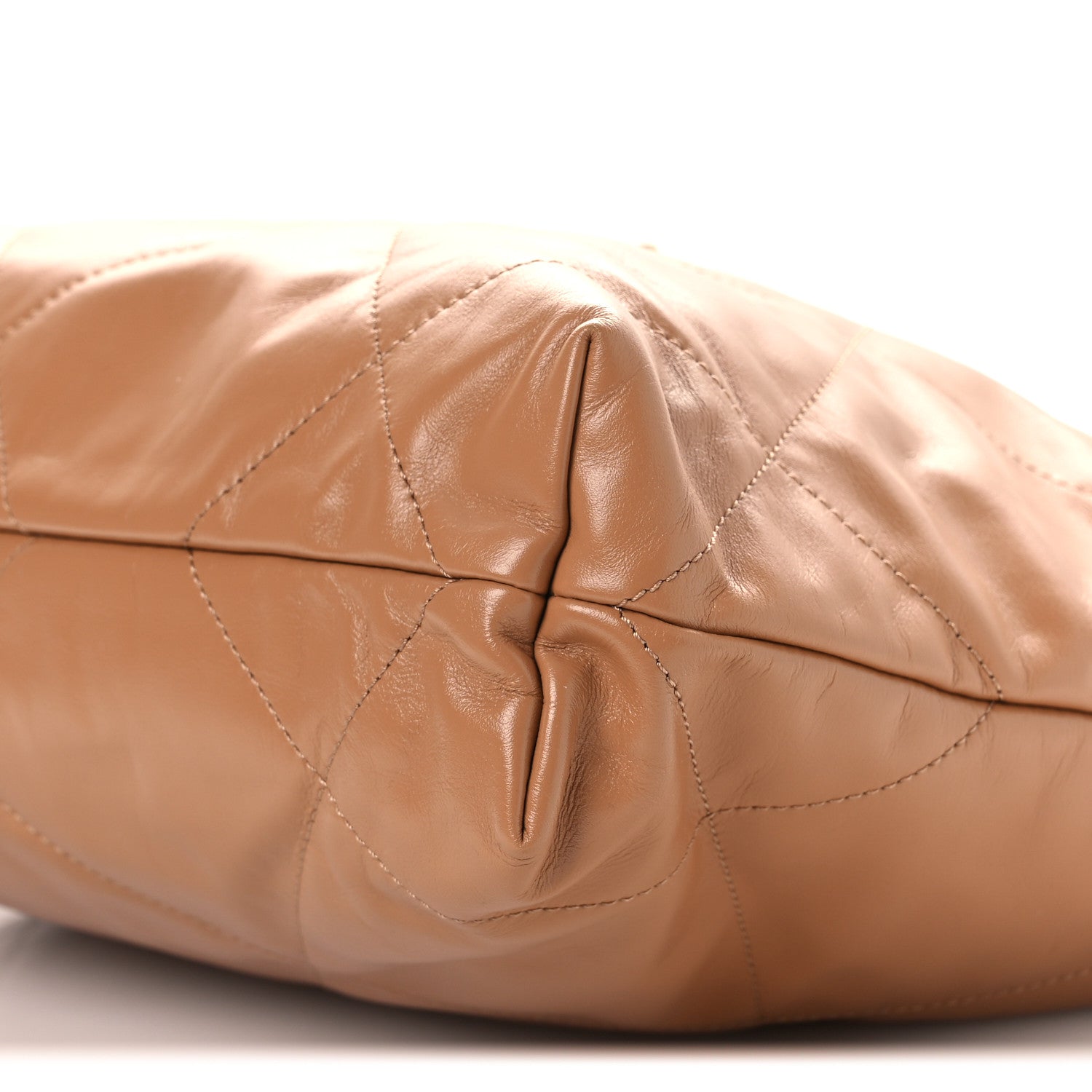 Shiny Calfskin Quilted Small Chanel 22 Beige