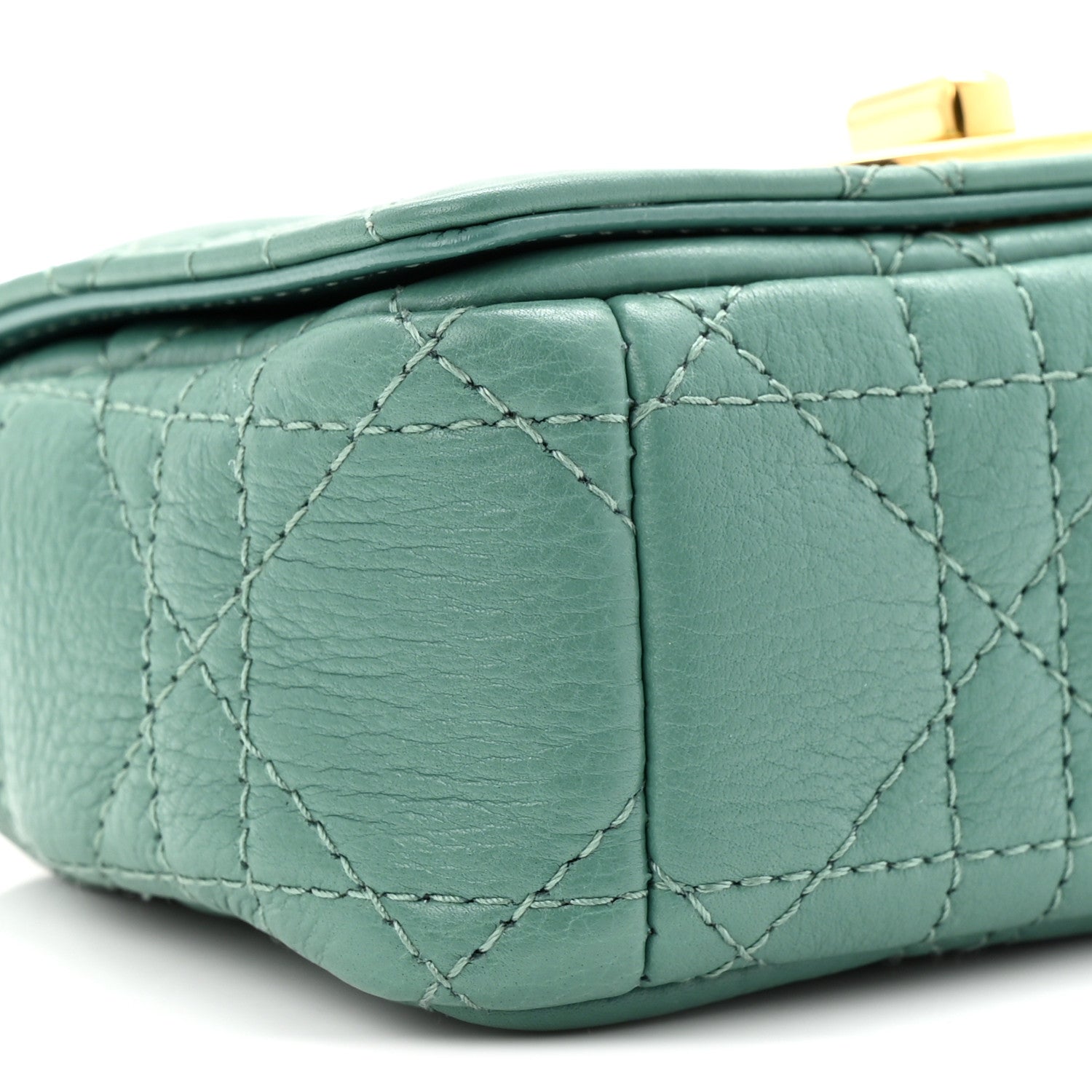 Supple Calfskin Cannage Micro Caro Bag Vert Tundra