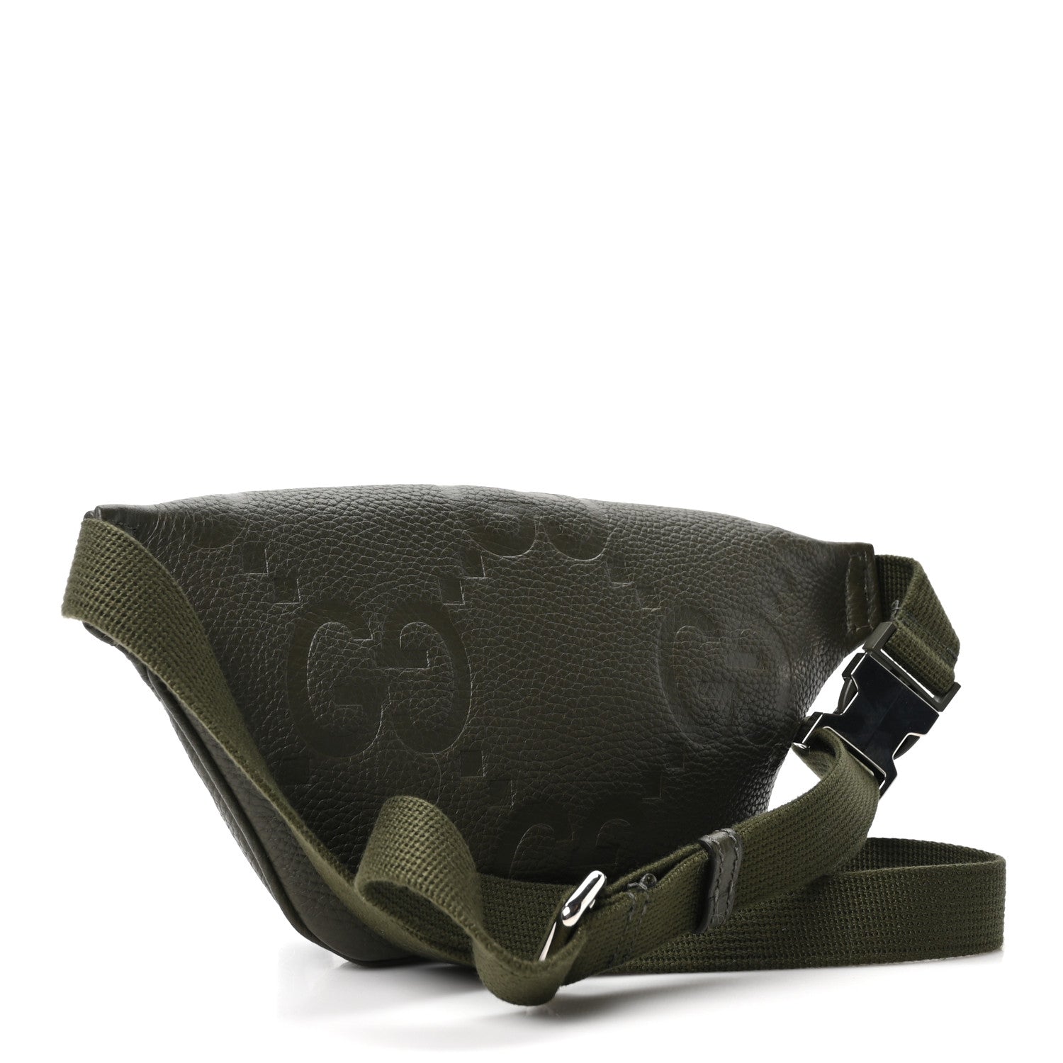 Piuma Calfskin Jumbo GG Embossed Small Belt Bag Dark Green