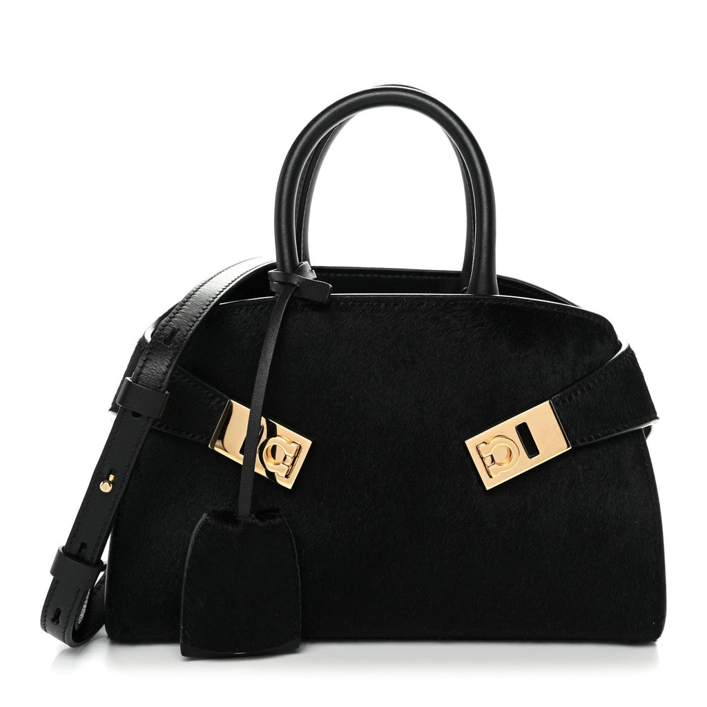 Pony Hair Mini Hug Bag Black