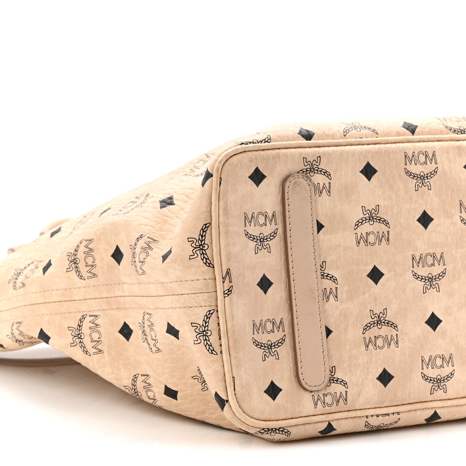 Visetos Medium Studded Rabbit Top Zip Shopper Tote Beige