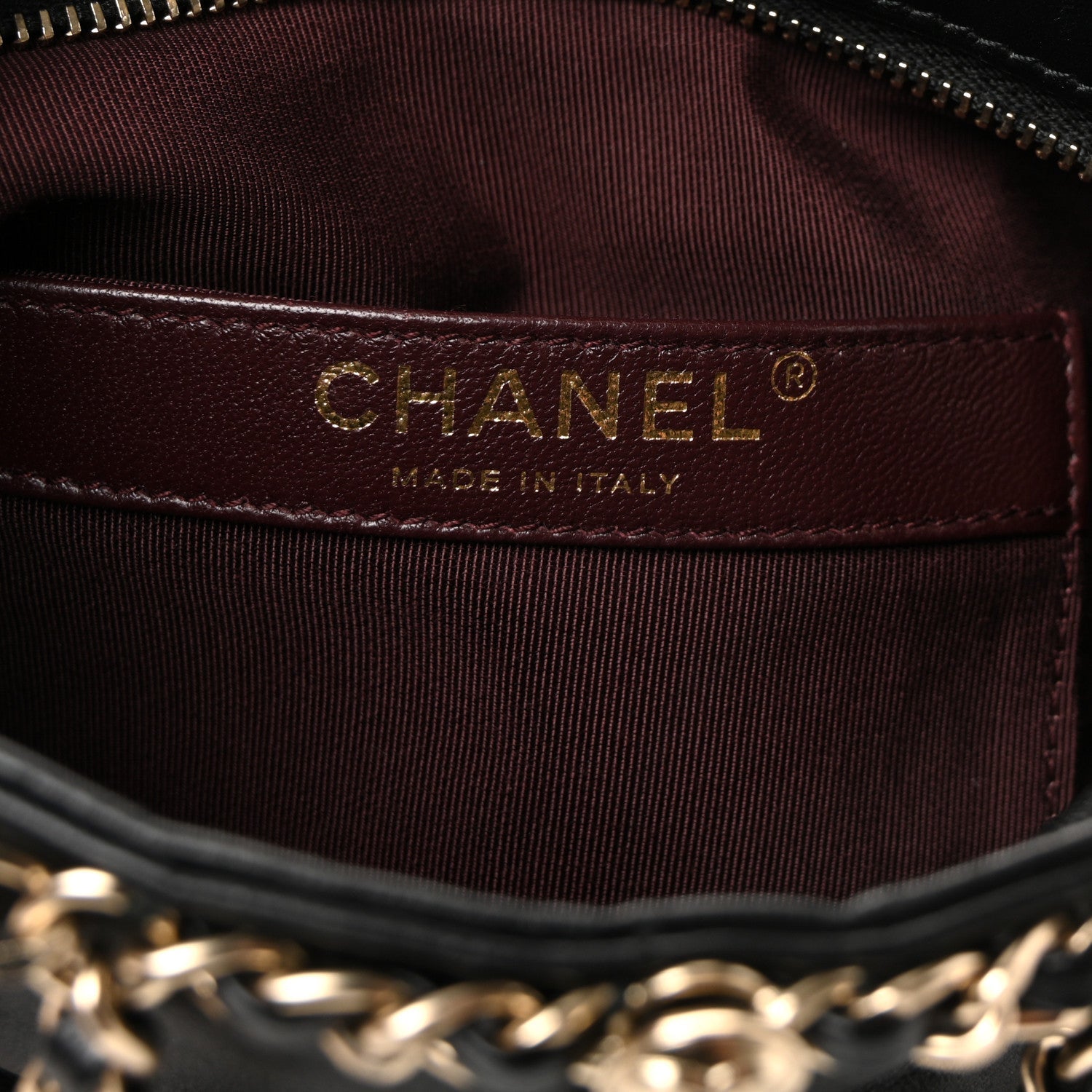 Lambskin Chain Frame Medallion Shoulder Bag Black