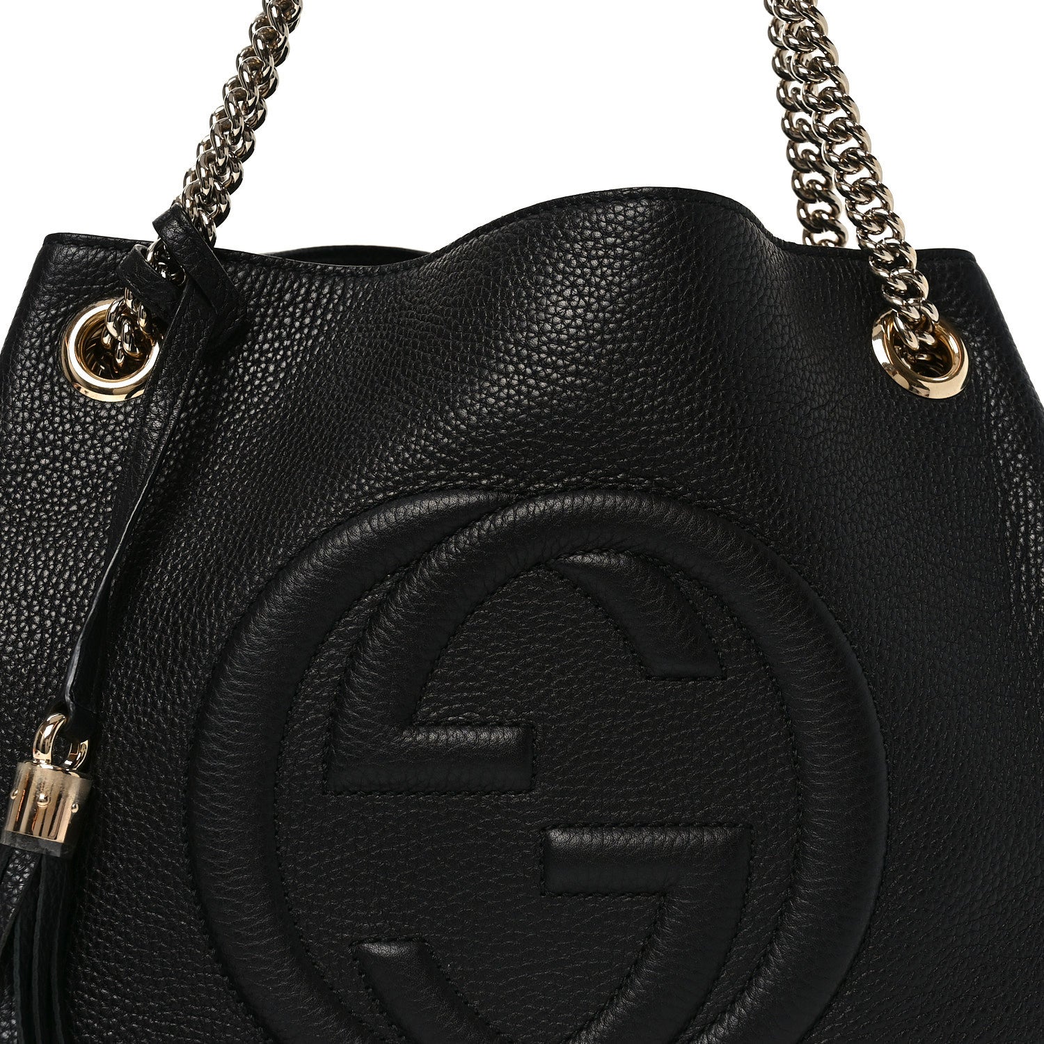 Pebbled Calfskin Medium Soho Chain Shoulder Bag Black